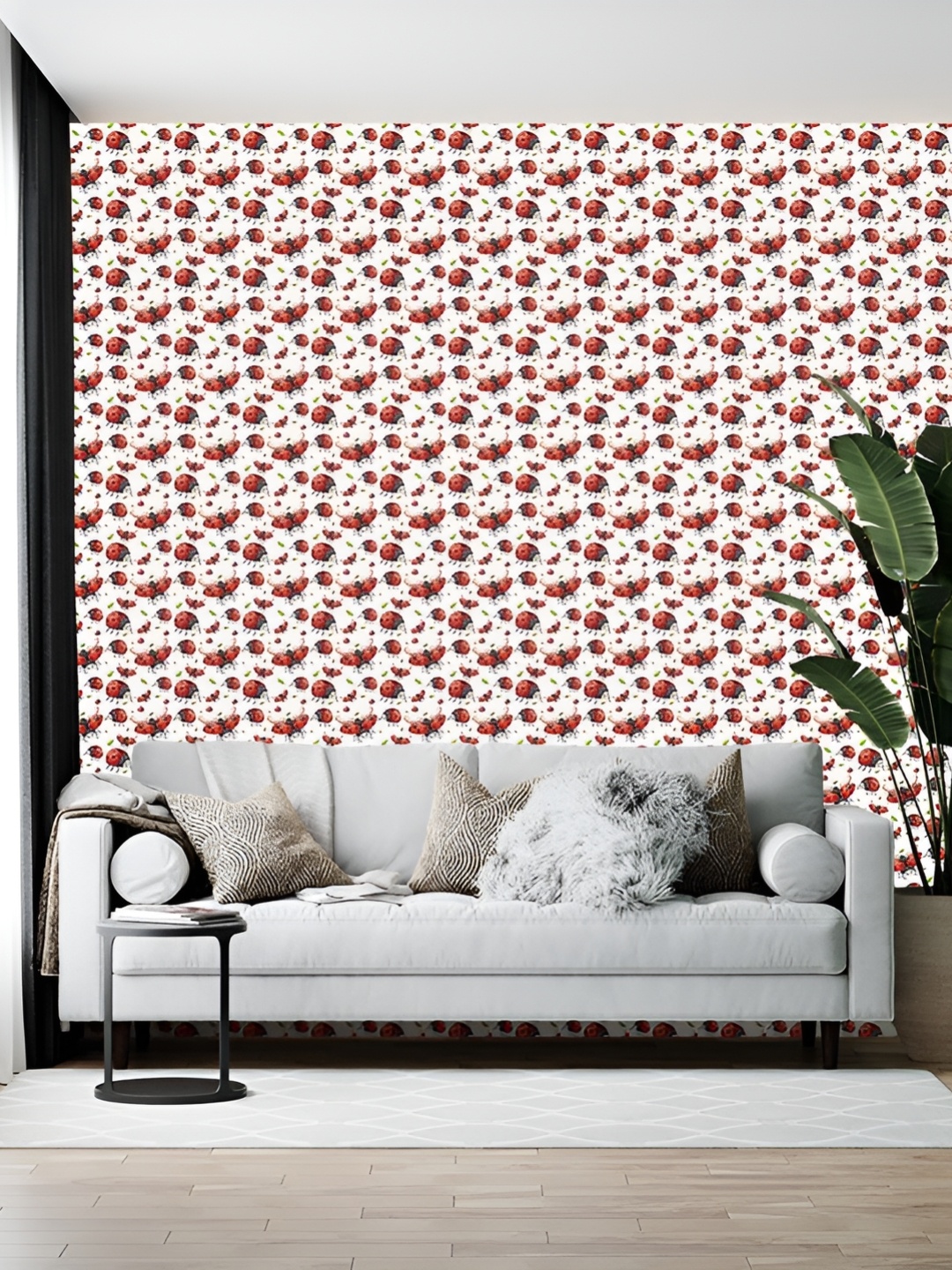 

British Terminal White & Red Abstract Printed Wall Paper