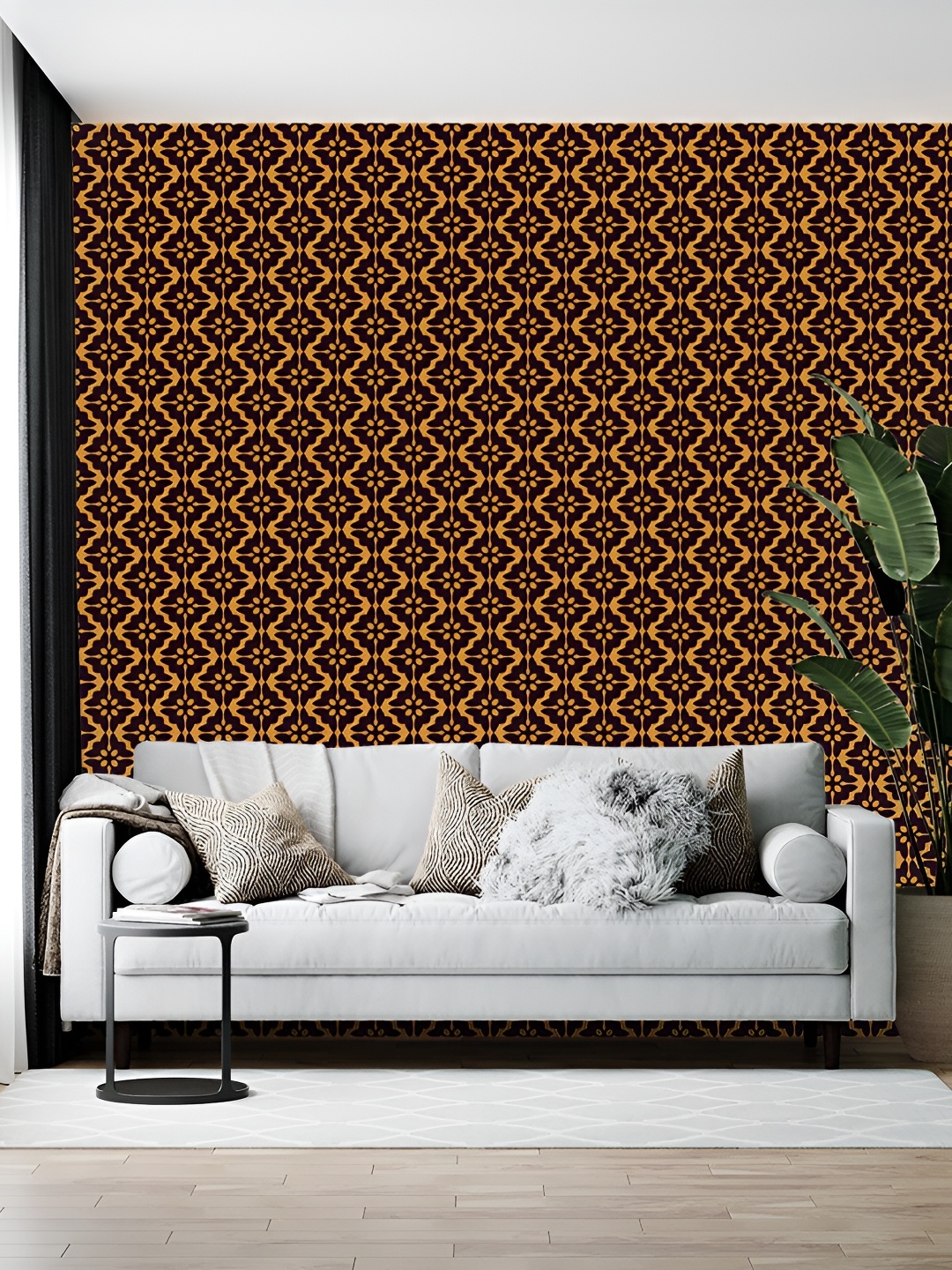 

British Terminal Brown & Yellow Printed Self-Adhesive Wall Paper
