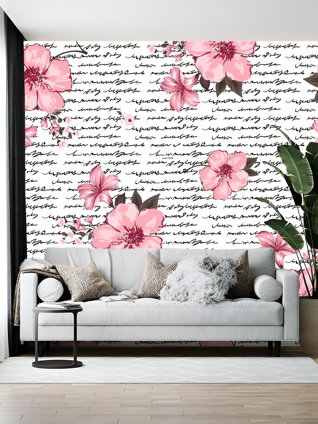 

British Terminal Pink Floral Printed Wallpaper, White
