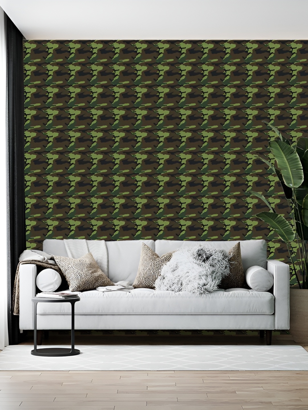 

British Terminal Green & Black Abstract Printed Self-Adhesive Wall Sticker