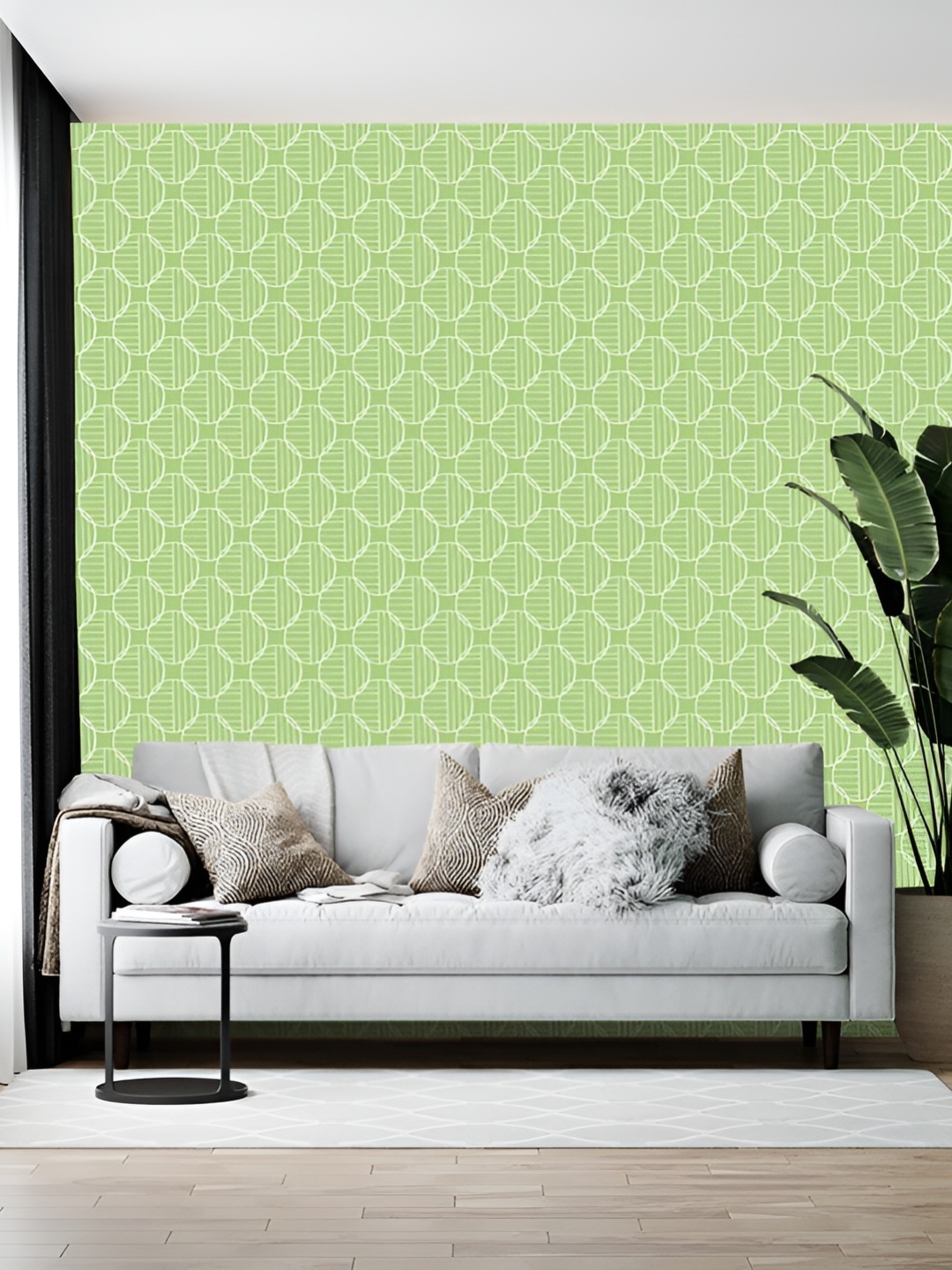 

British Terminal Green & White Geometric Printed Self Adhesive Wall Sticker
