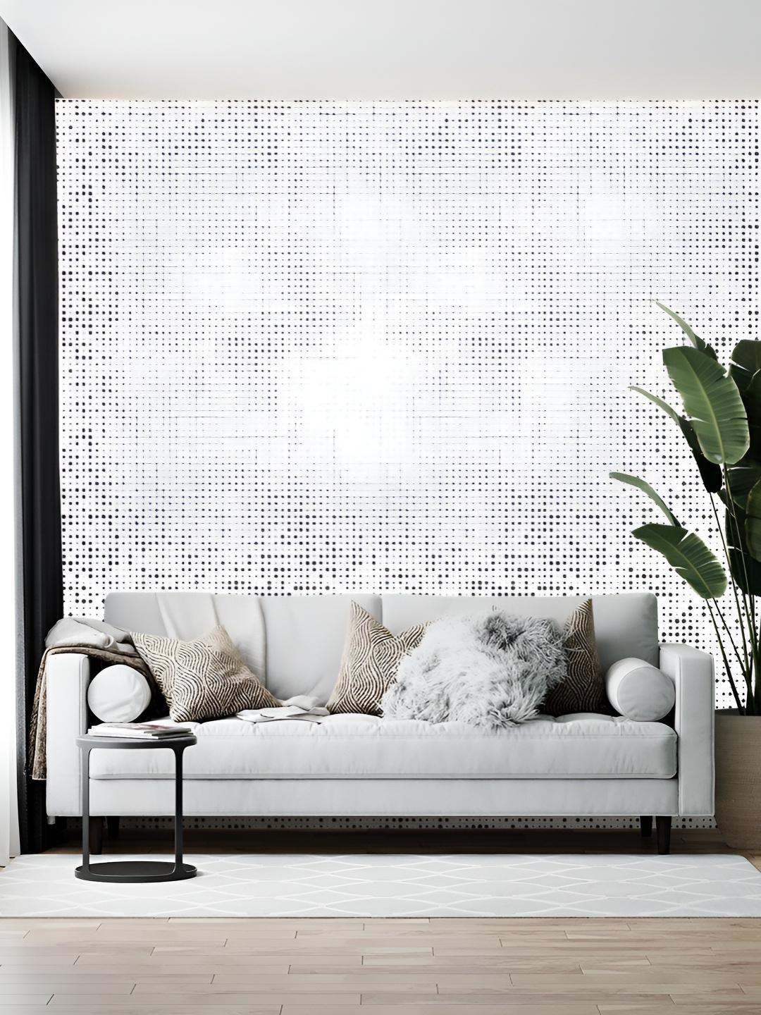 

British Terminal White & Black Geometric Printed Self Adhesive Wall Sticker