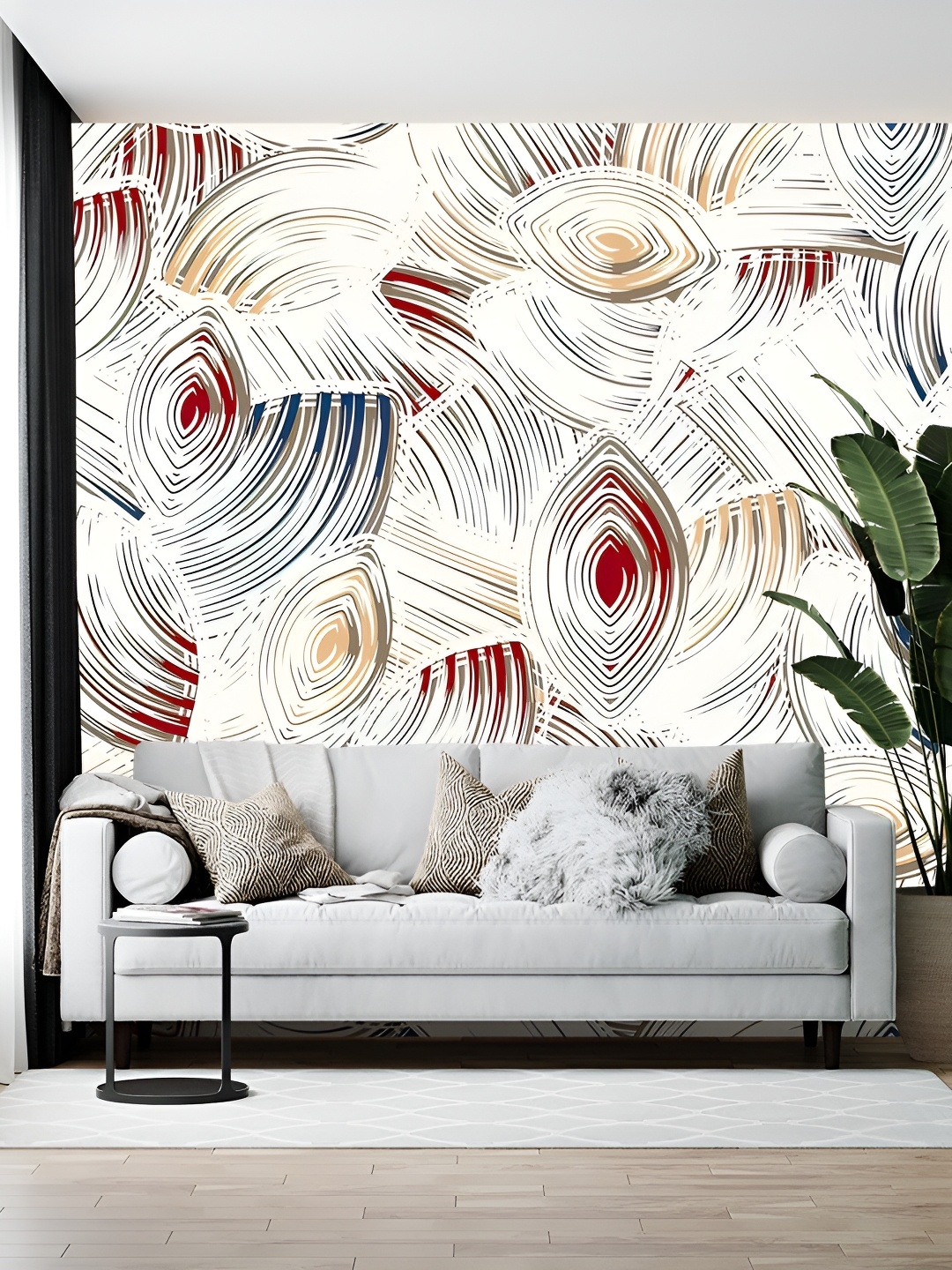

British Terminal Pink Abstract Printed Wall Paper, White