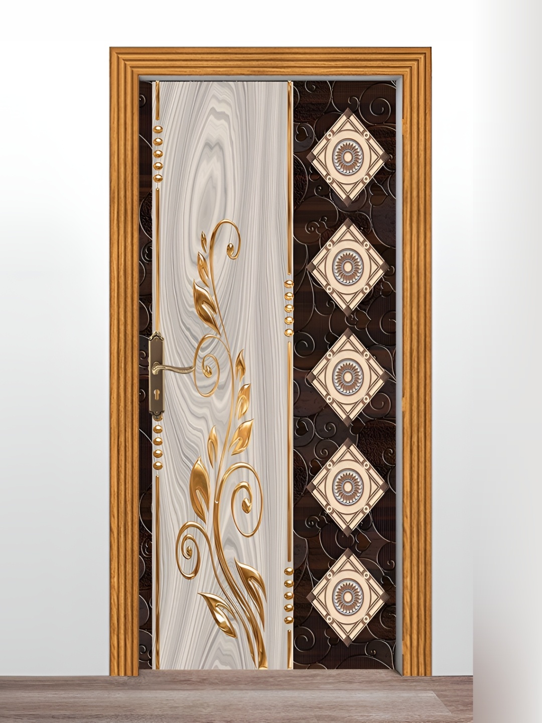 

British Terminal Brown & Beige Printed Self-Adhesive Wall Paper
