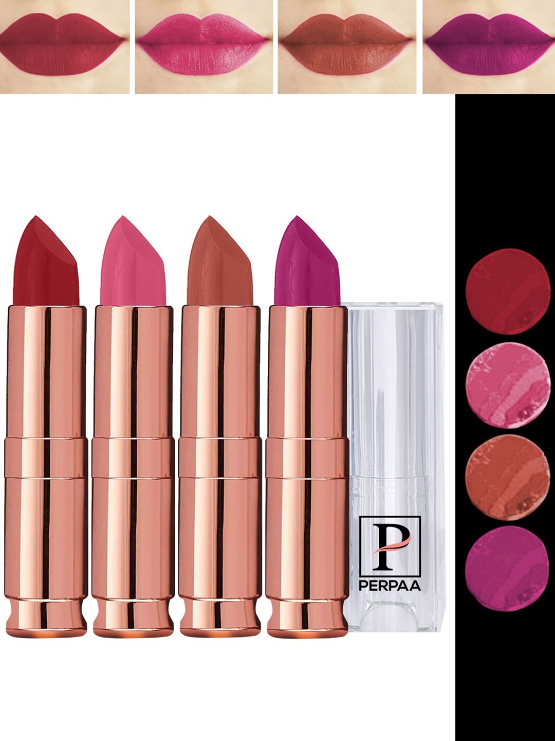 

PERPAA Antique Set Of 4 Velvet Matte Lipstick - 3.5g Each-58-60-62-86, Multi