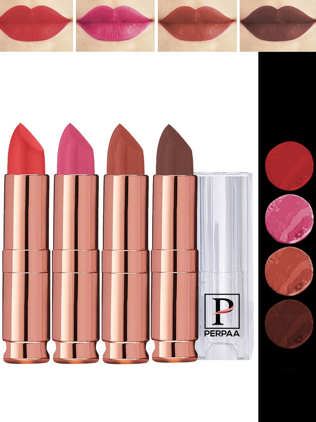 

PERPAA Antique Set Of 4 Velvet Matte Lipstick - 3.5g Each-60-62-67-93, Multi