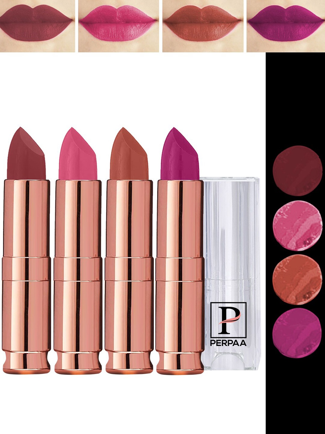 

PERPAA Antique Set Of 4 Velvet Matte Lipstick - 3.5g Each-58-60-62-110, Multi