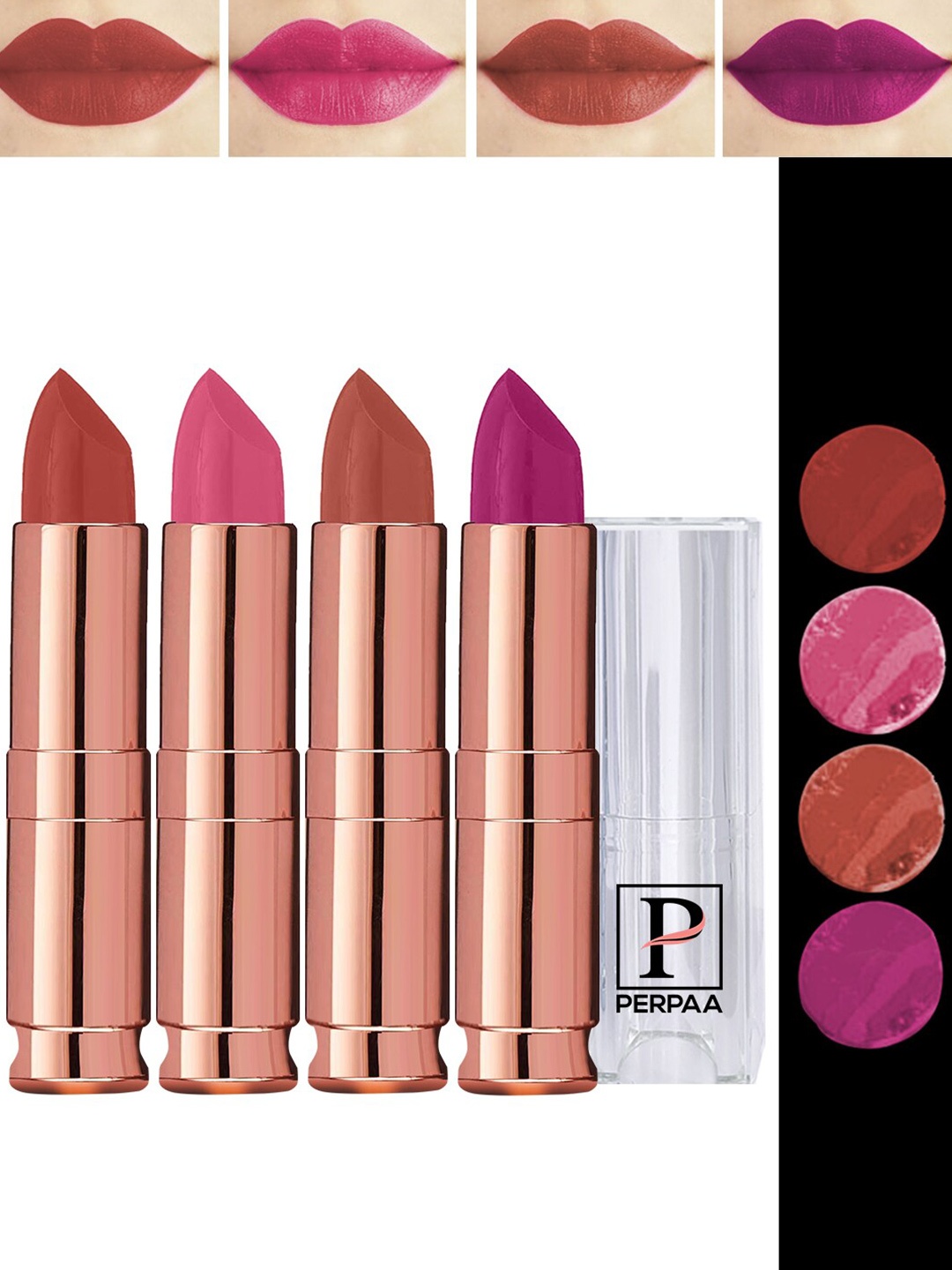 

PERPAA Antique Set Of 4 Velvet Matte Lipstick - 3.5g Each-58-60-62-73, Multi