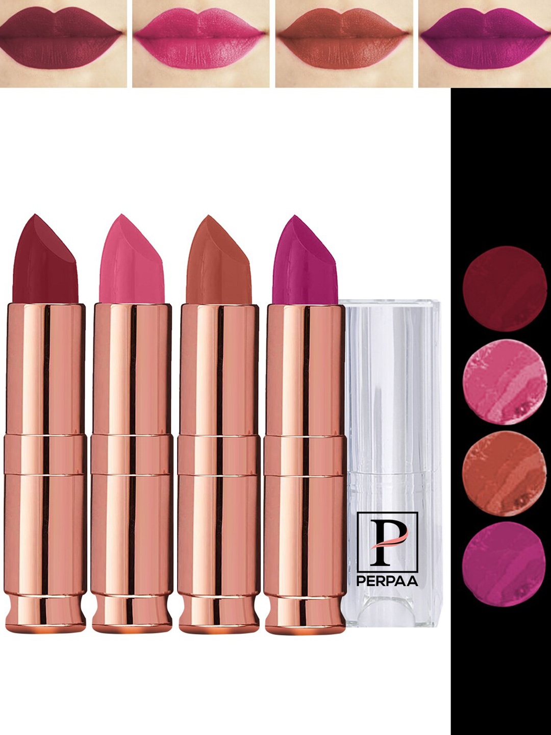 

PERPAA Antique Set Of 4 Velvet Matte Lipstick - 3.5g Each, Magenta