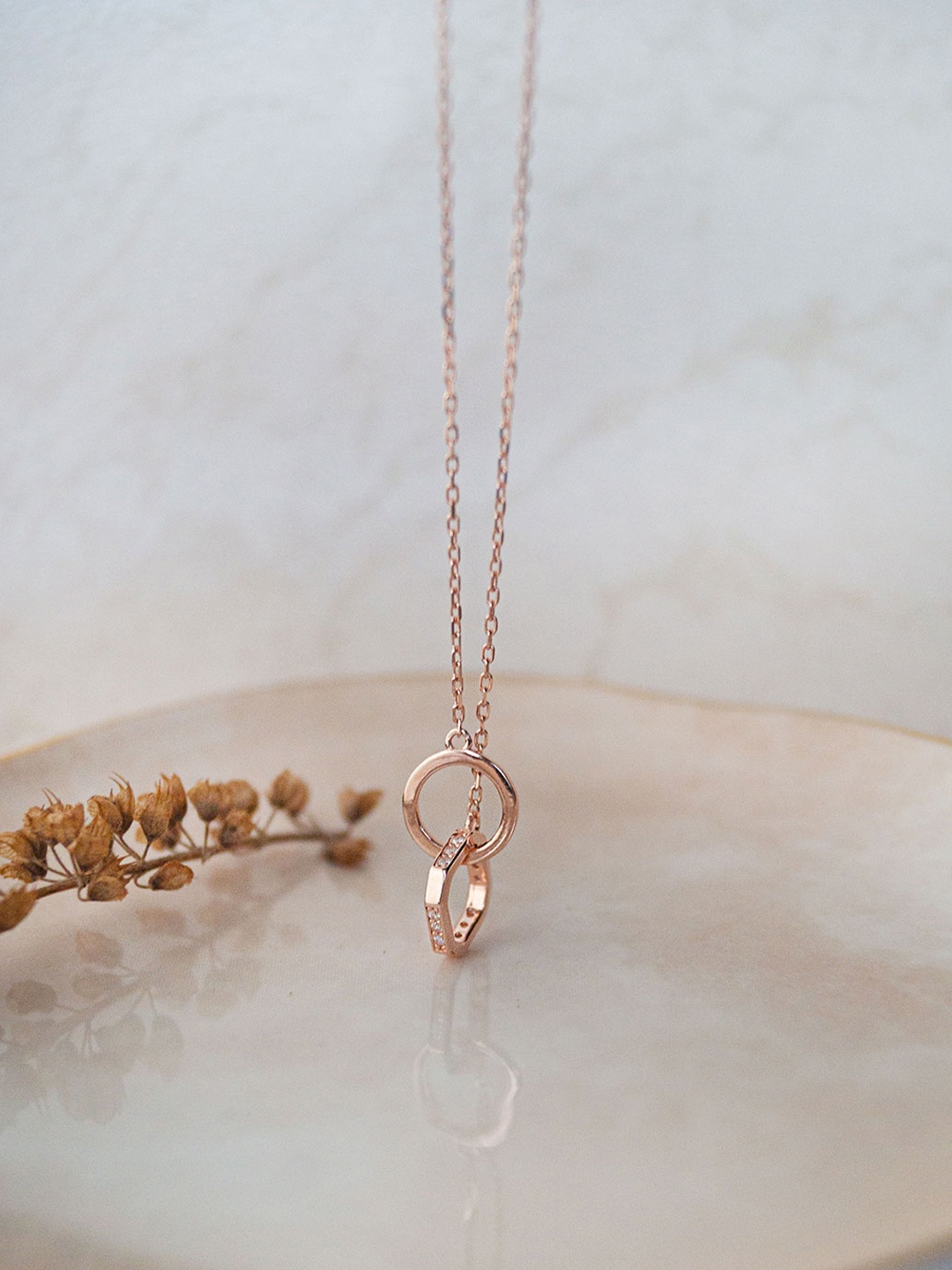 

MANNASH 925 Sterling Silver Rose Gold-Plated Necklace