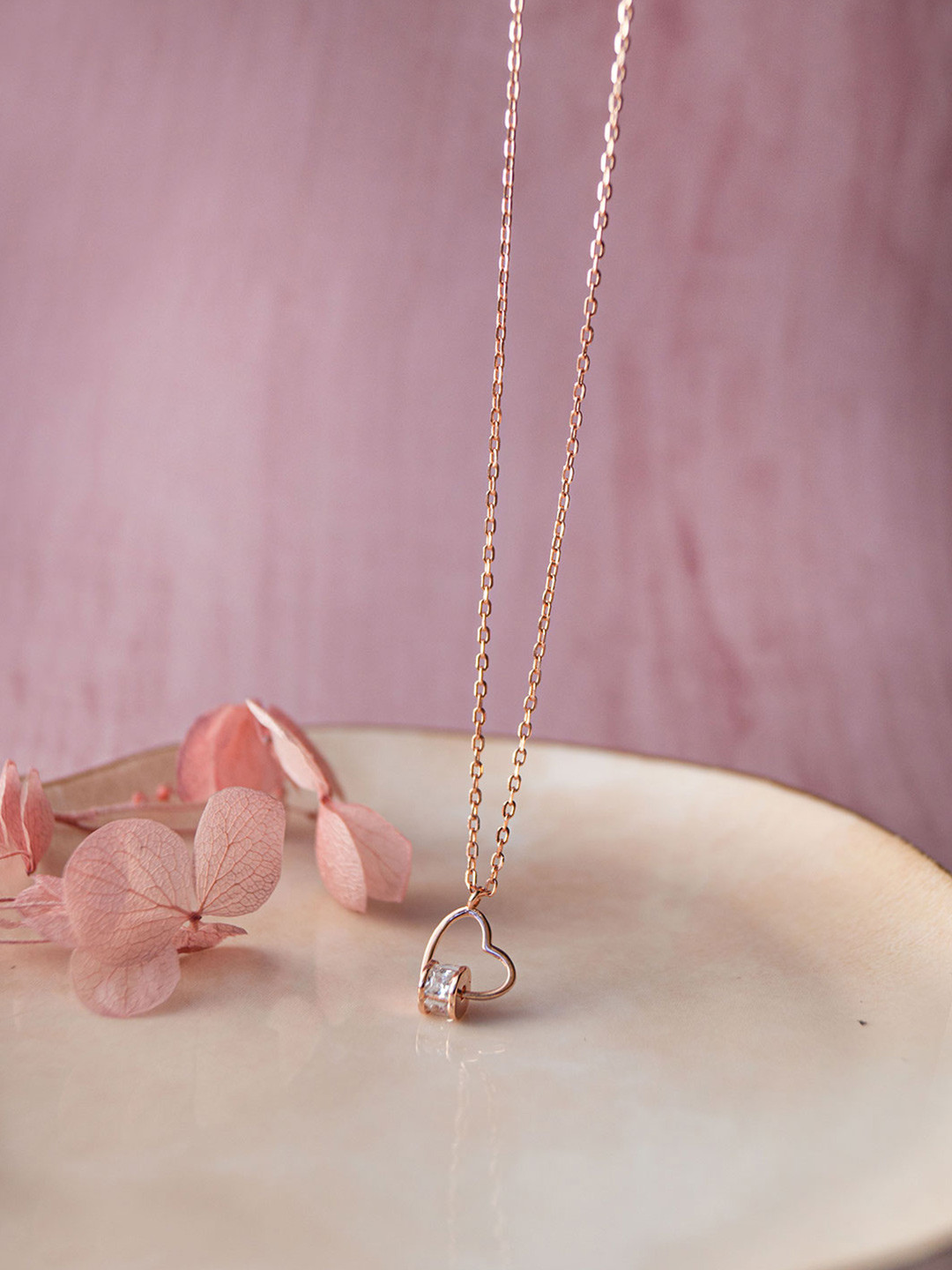 

MANNASH Cubic Zirconia Rose Gold-Plated Necklace