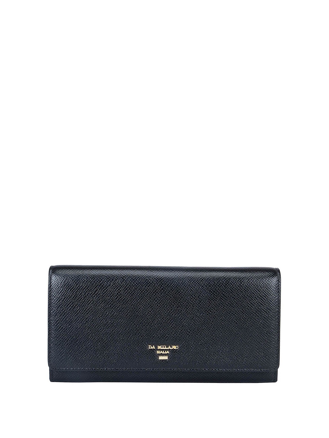 

Da Milano Women Textured Leather Envelope Wallet, Black