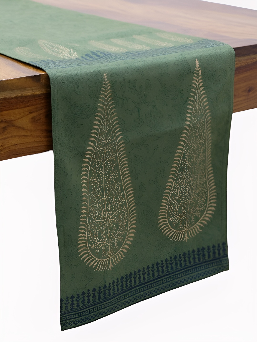 

DESIGN GAATHA Green & Yellow Floral Printed Table Runner