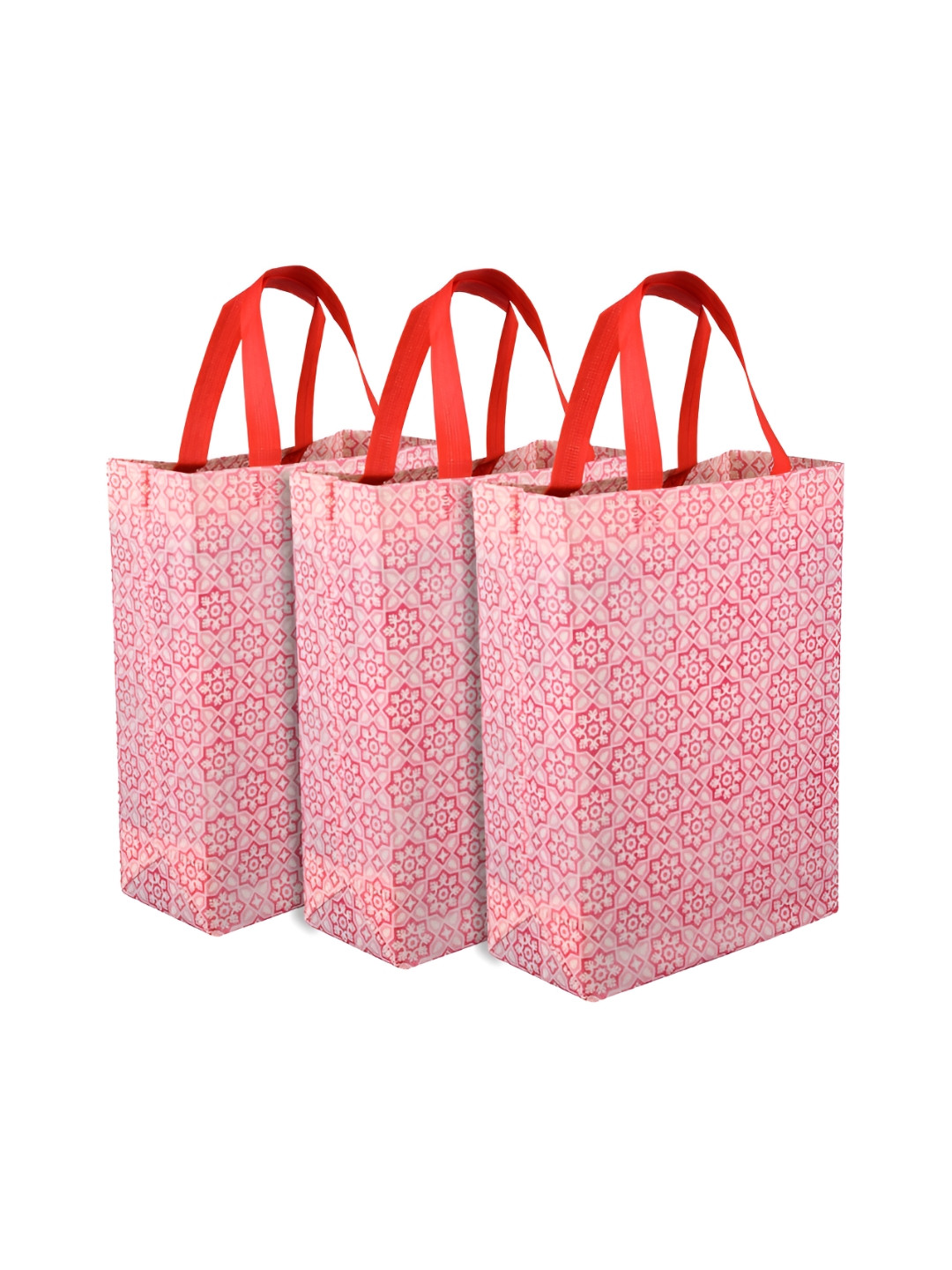 

Kuber Industries Pink & White 3 Pieces Reusable Handbag Organisers