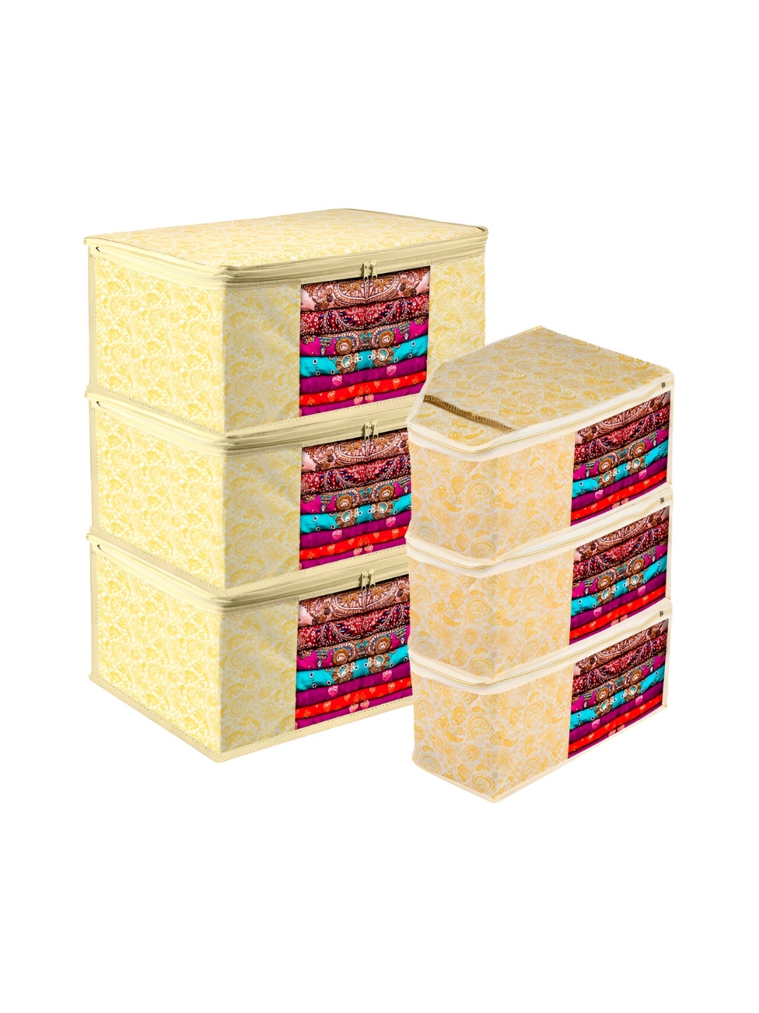

Kuber Industries Yellow 6 Pieces Reusable Multi-Utility Organisers