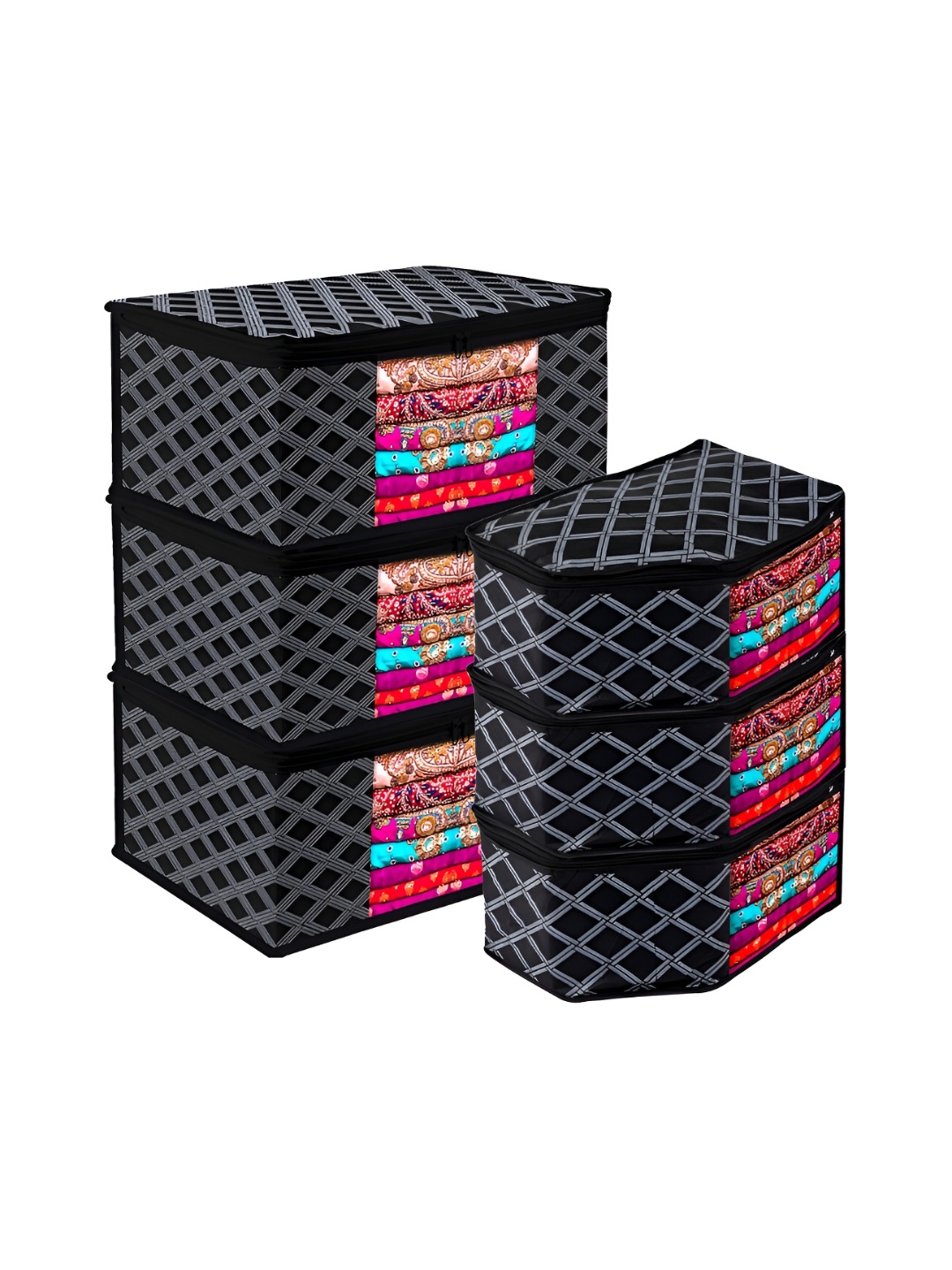

Kuber Industries Black & Grey 6 Pieces Reusable Multi-Utility Organisers