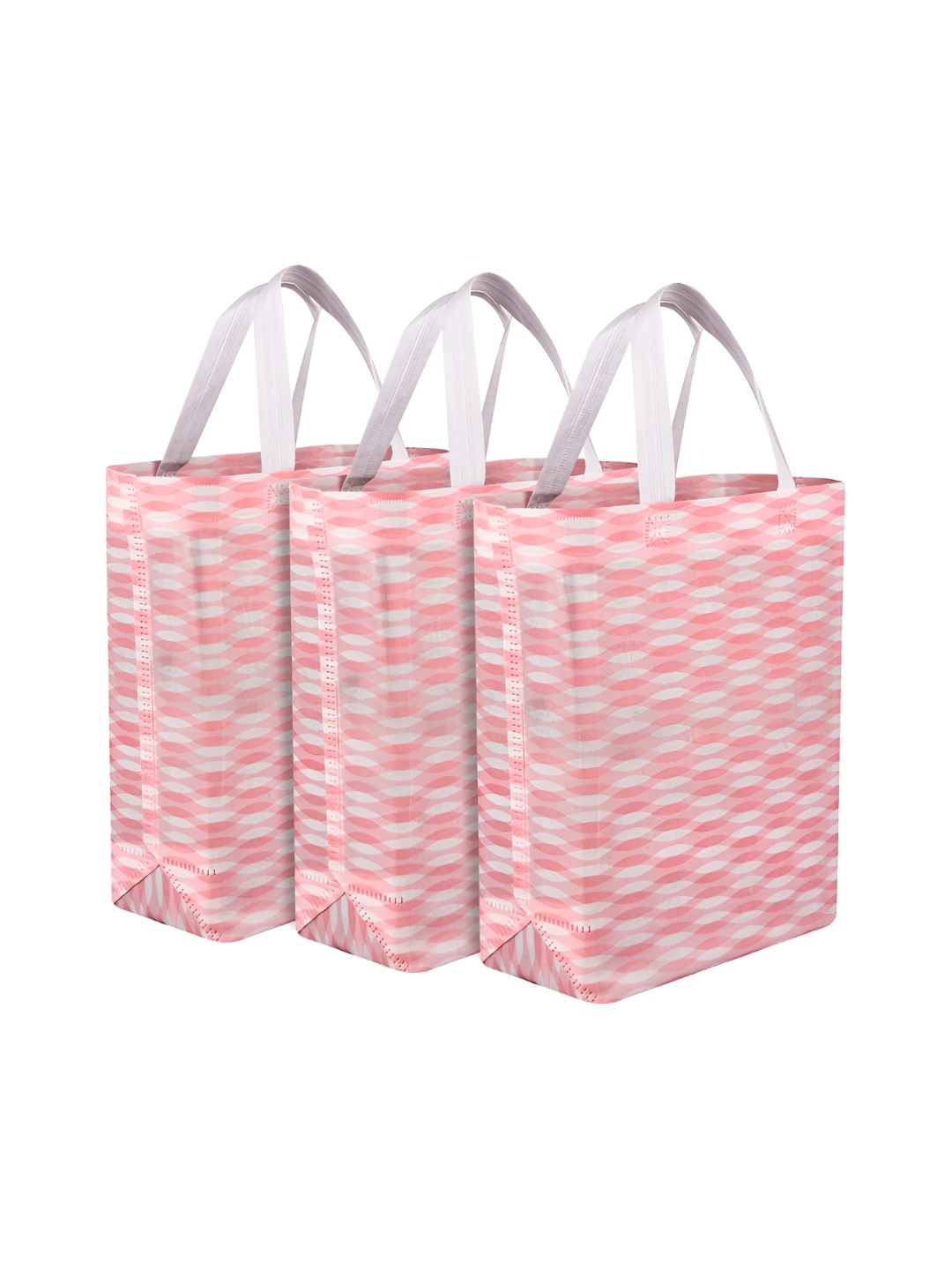 

Kuber Industries Pink & White 3 Pieces Reusable Handbag Organiser Organisers