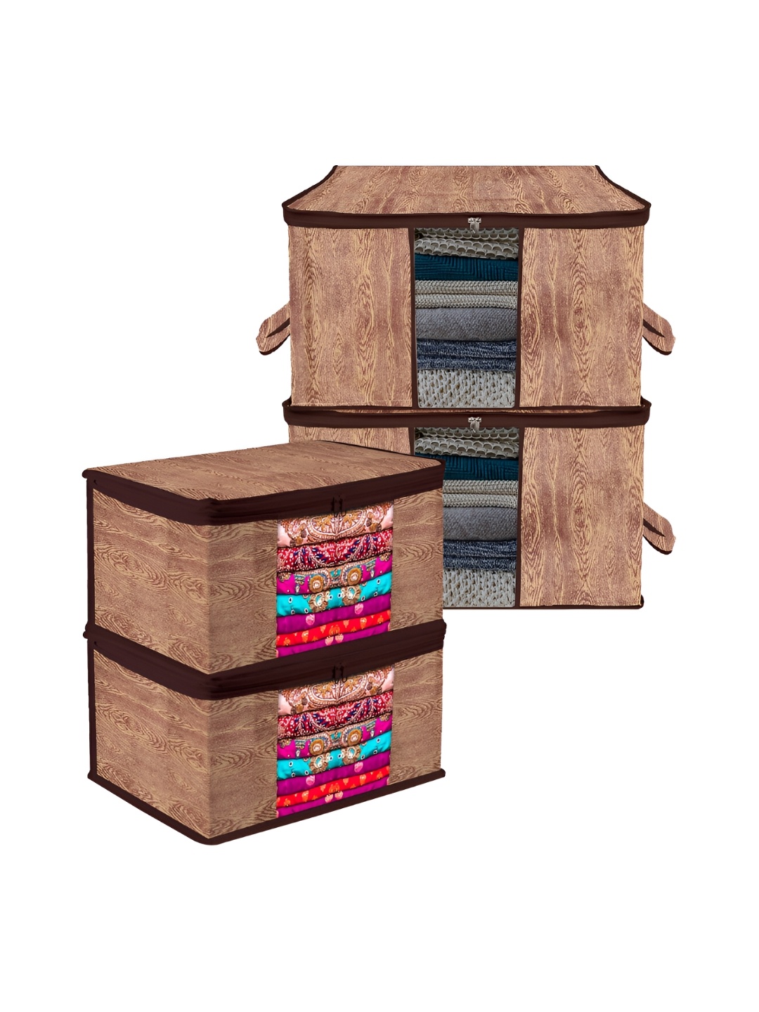 

Kuber Industries Brown 4 Pieces Reusable Sweater Bag Organisers
