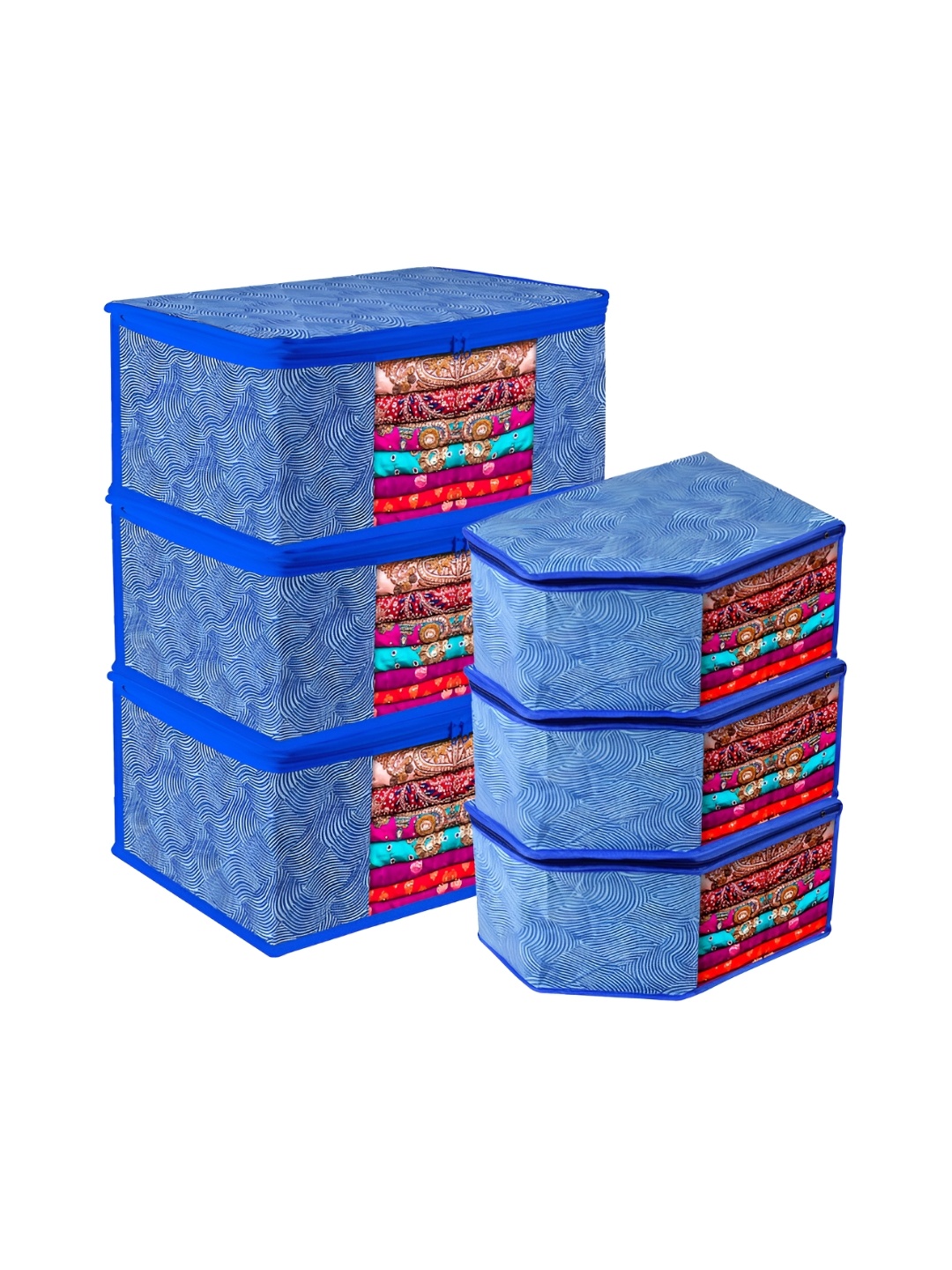 

Kuber Industries Blue 6 Pieces Reusable Multi-Utility Organisers