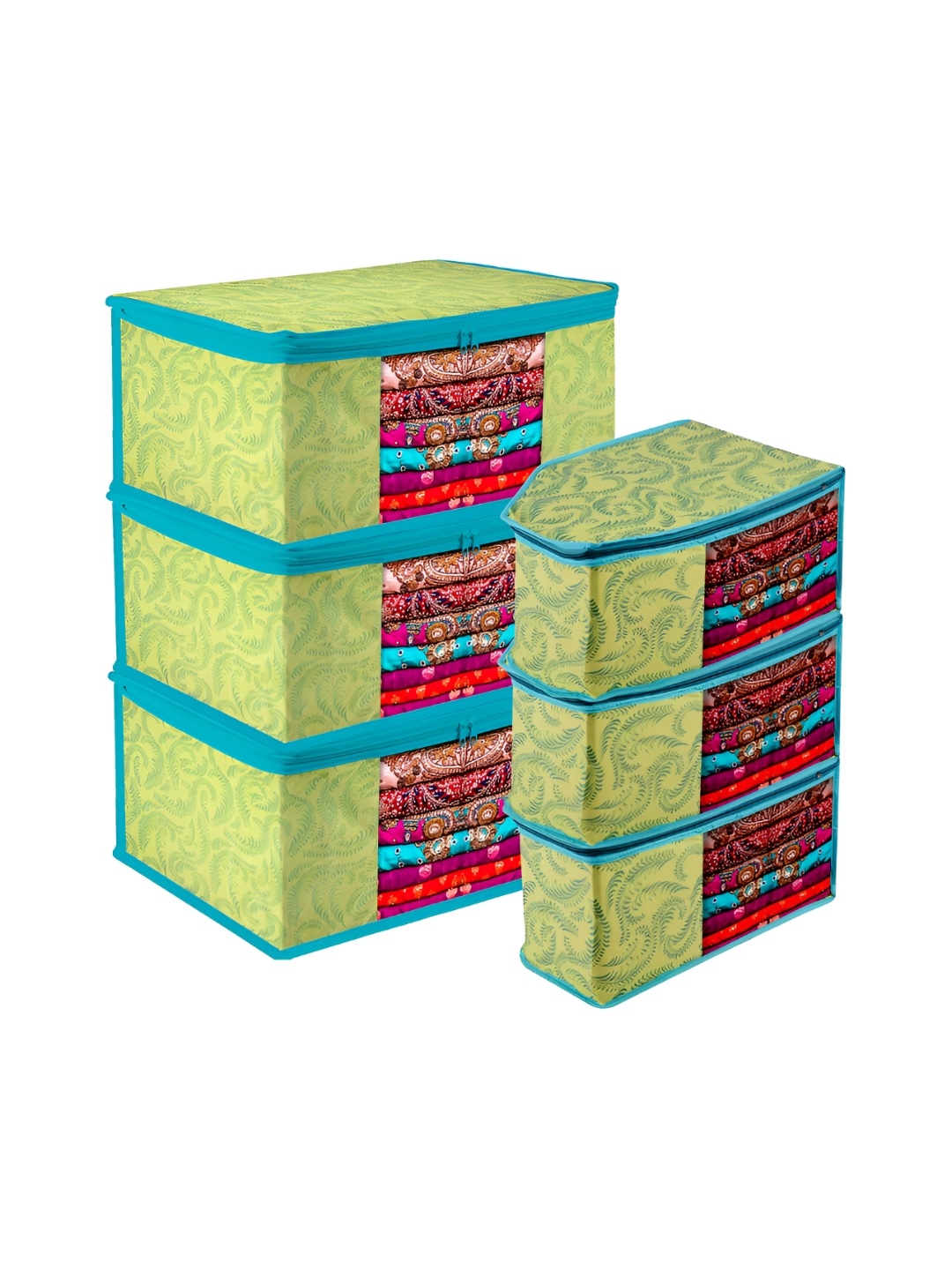 

Kuber Industries Green & Blue 6 Pieces Reusable Multi-Utility Organisers