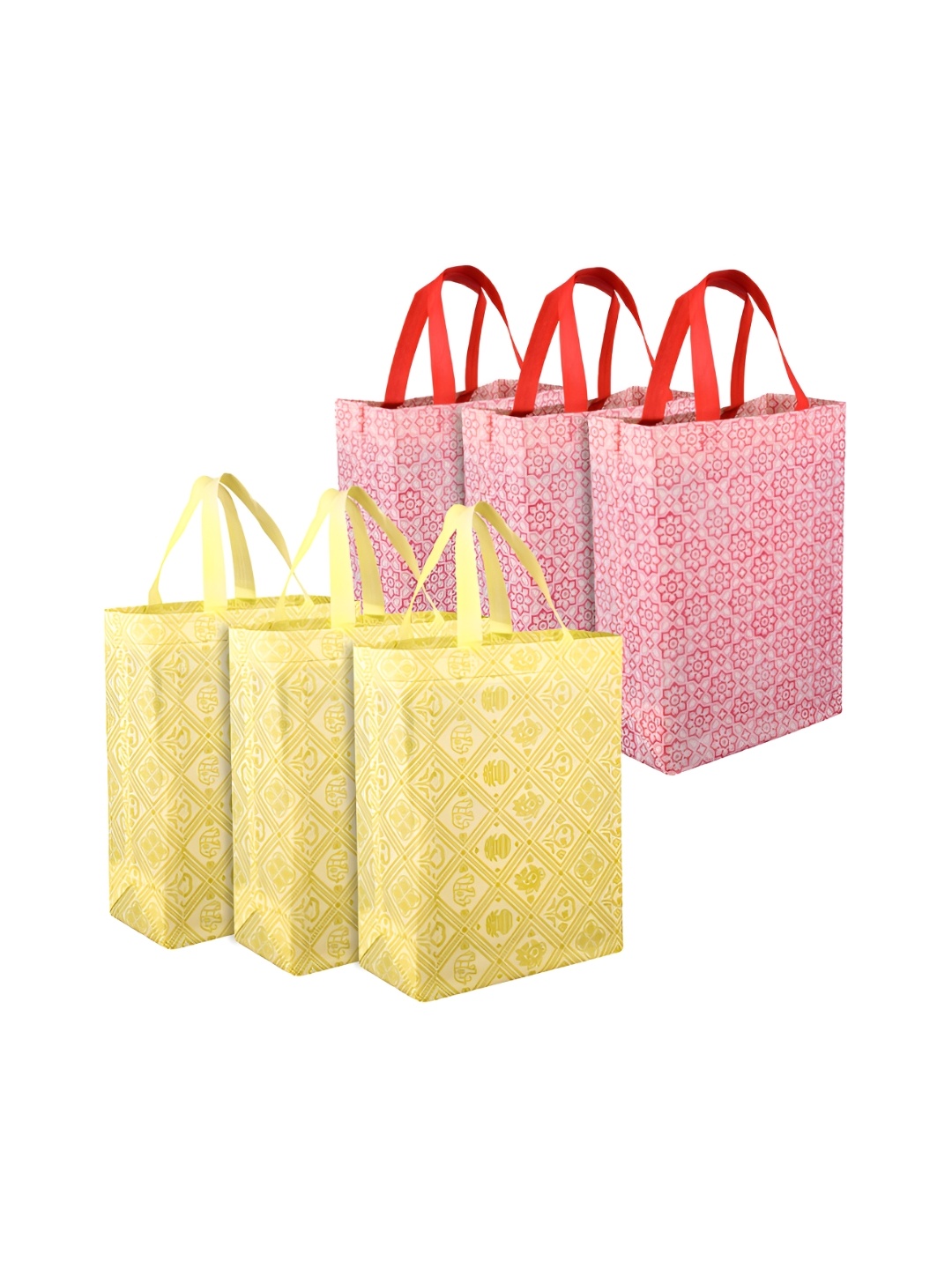 

Kuber Industries Yellow & Red 6 Pieces Reusable Handbag Organisers