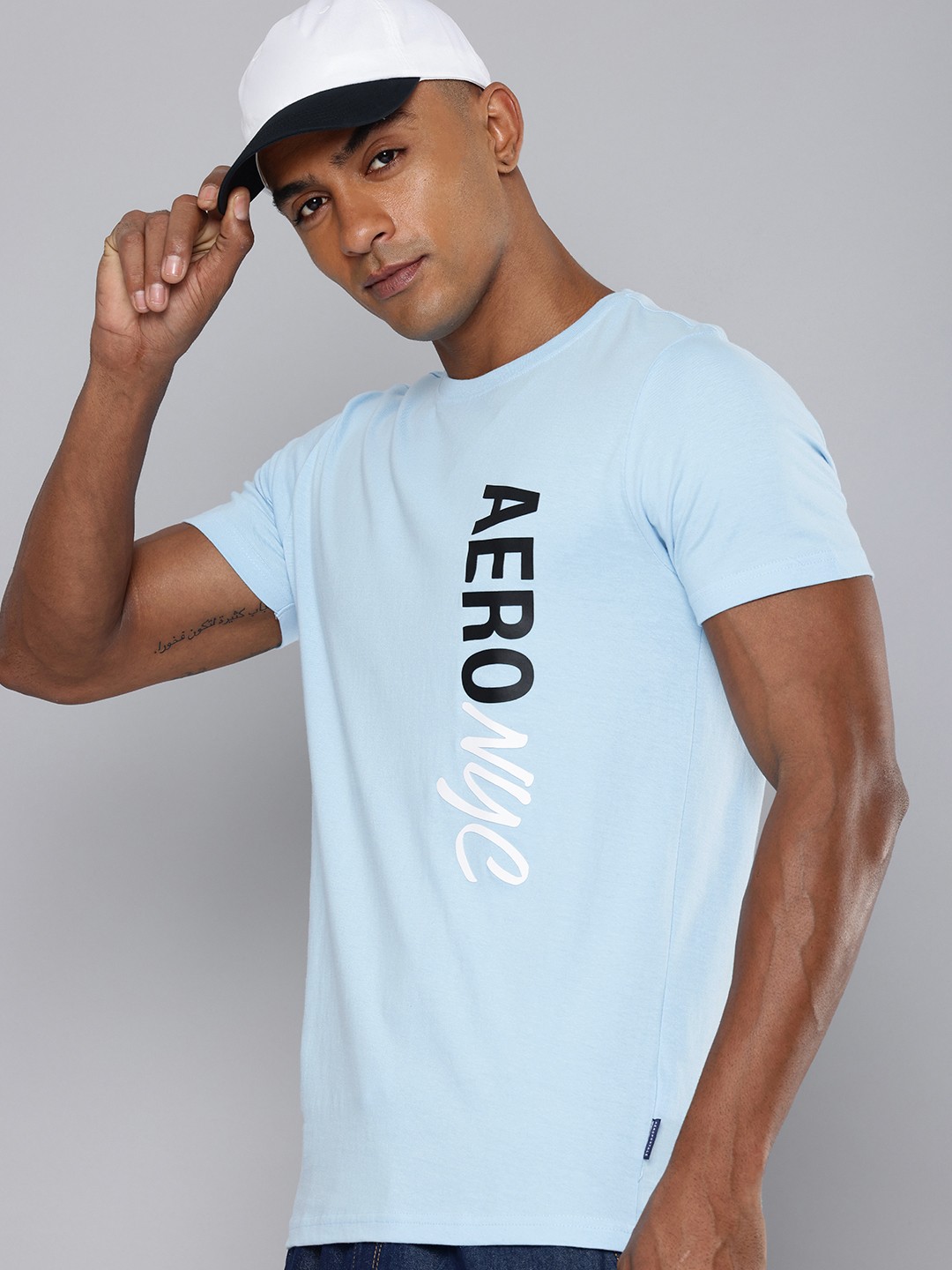

Aeropostale Brand Logo Rubber Print Detail Pure Cotton T-shirt, Blue