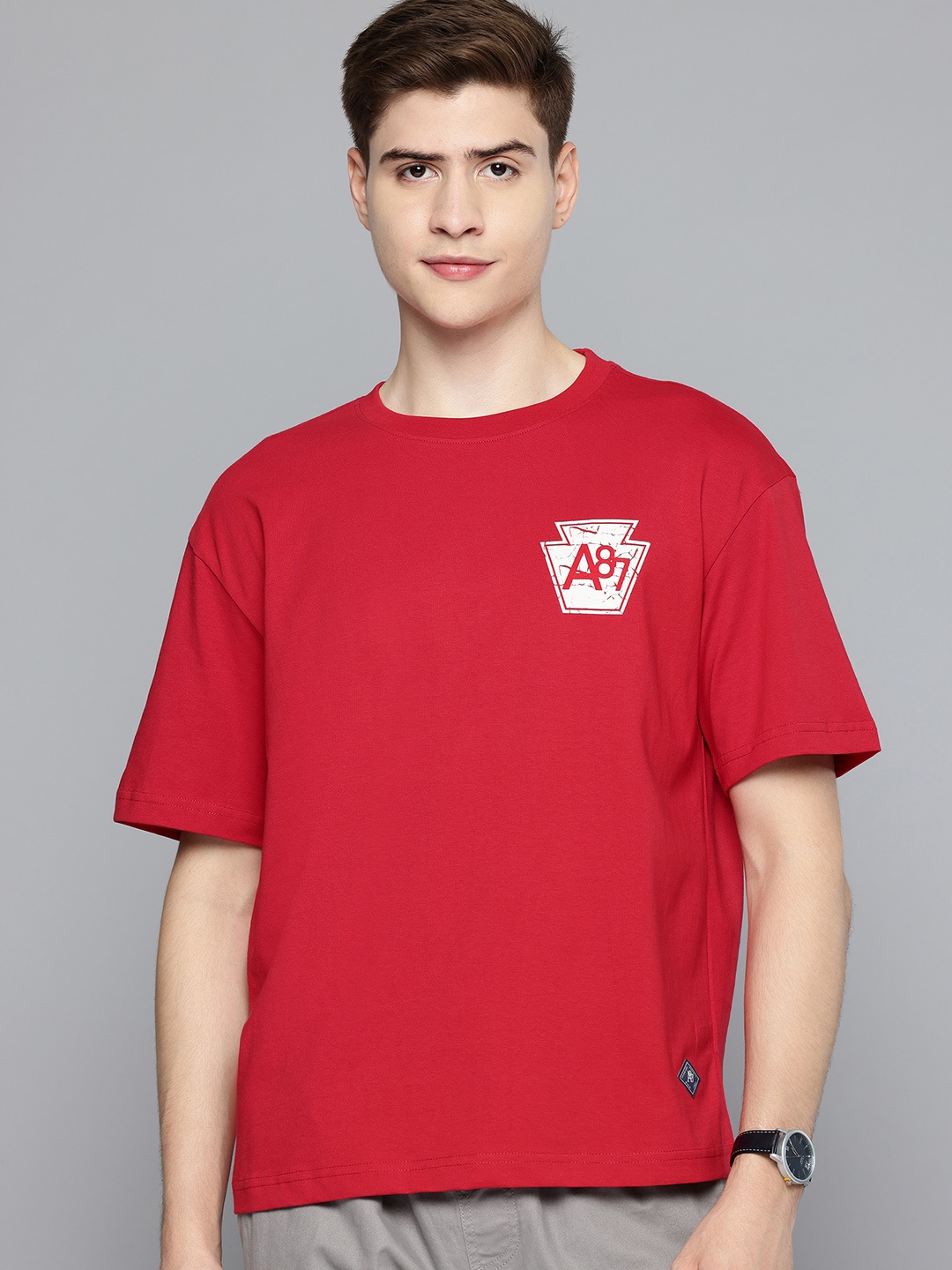 

Aeropostale Printed Relaxed Pure Cotton T-shirt, Red