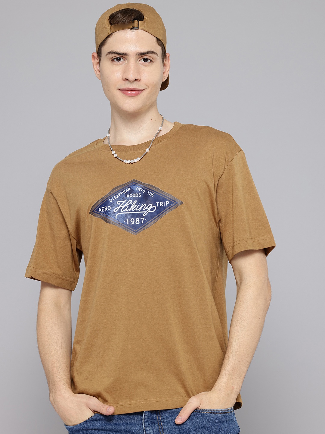 

Aeropostale Typography Printed Pure Cotton Relaxed Fit T-shirt, Brown