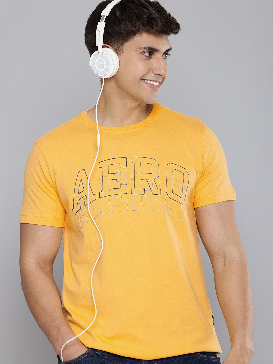 

Aeropostale Typography Pure Cotton T-shirt, Yellow