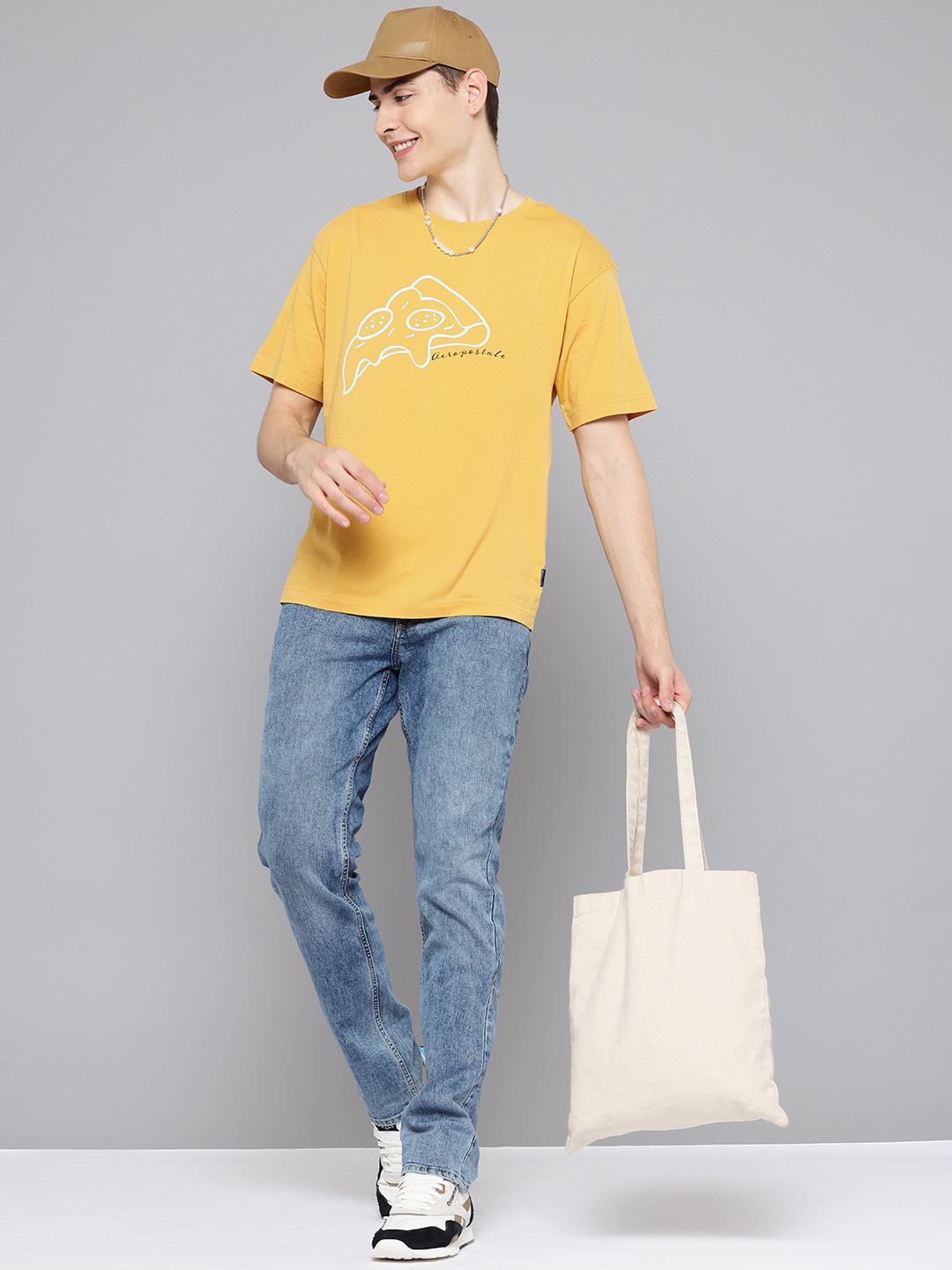 

Aeropostale Brand Logo Printed Pure Cotton Relaxed Fit T-shirt, Yellow