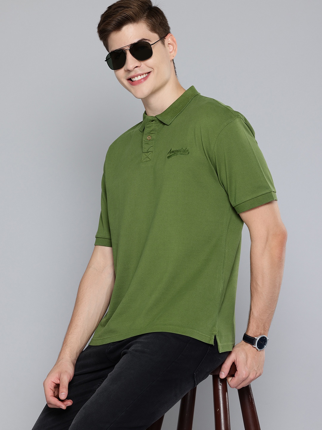 

Aeropostale Polo Collar Pure Cotton T-shirt, Green