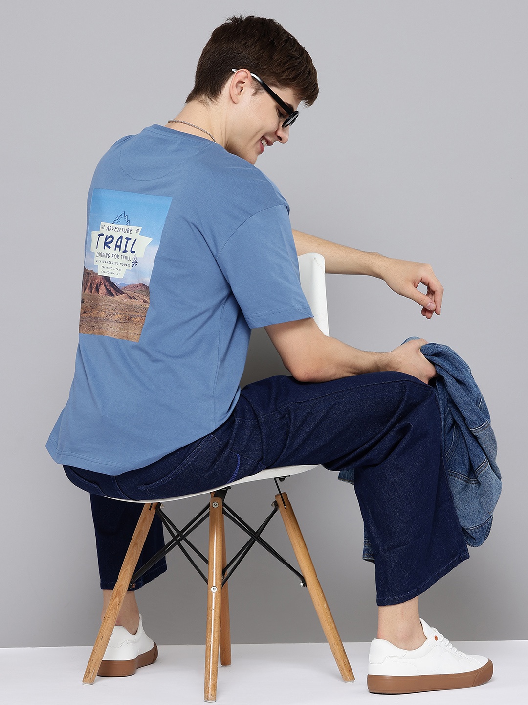 

Aeropostale Drop-Shoulder Sleeves Pure Cotton Relaxed Fit T-shirt, Blue