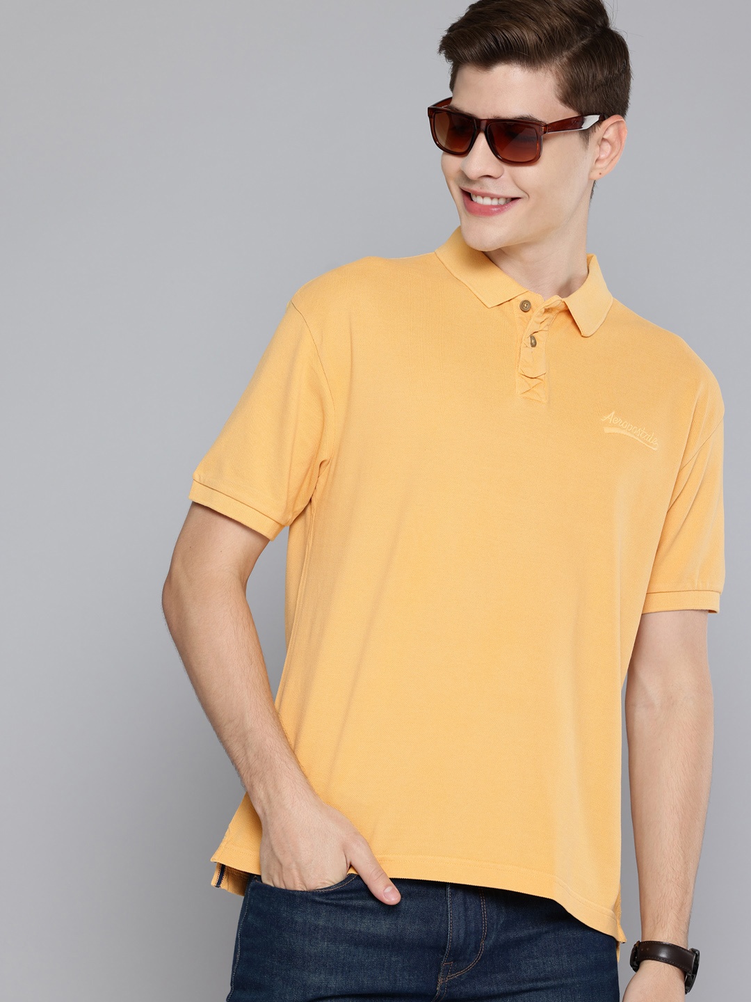 

Aeropostale Polo Collar Pure Cotton Relaxed Fit T-shirt, Yellow