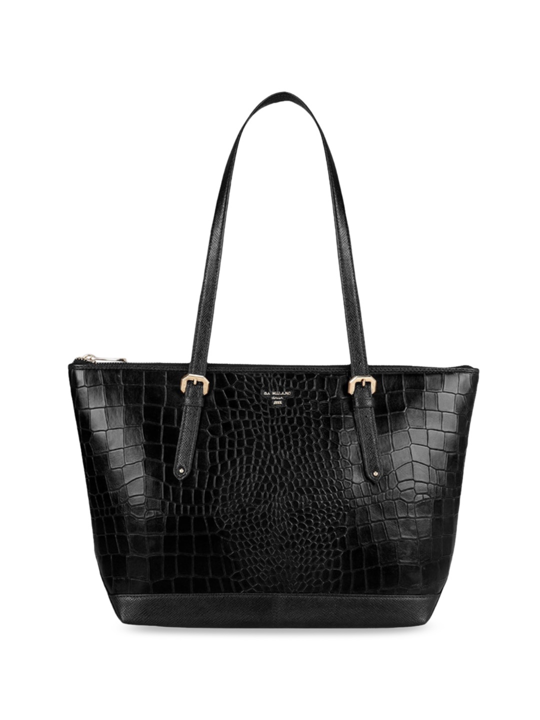 

Da Milano Textured Structured Leather Shoulder Bag, Black