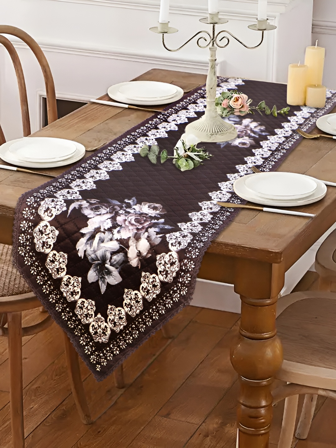 

Dakshya Industries Black Printed Table Runner