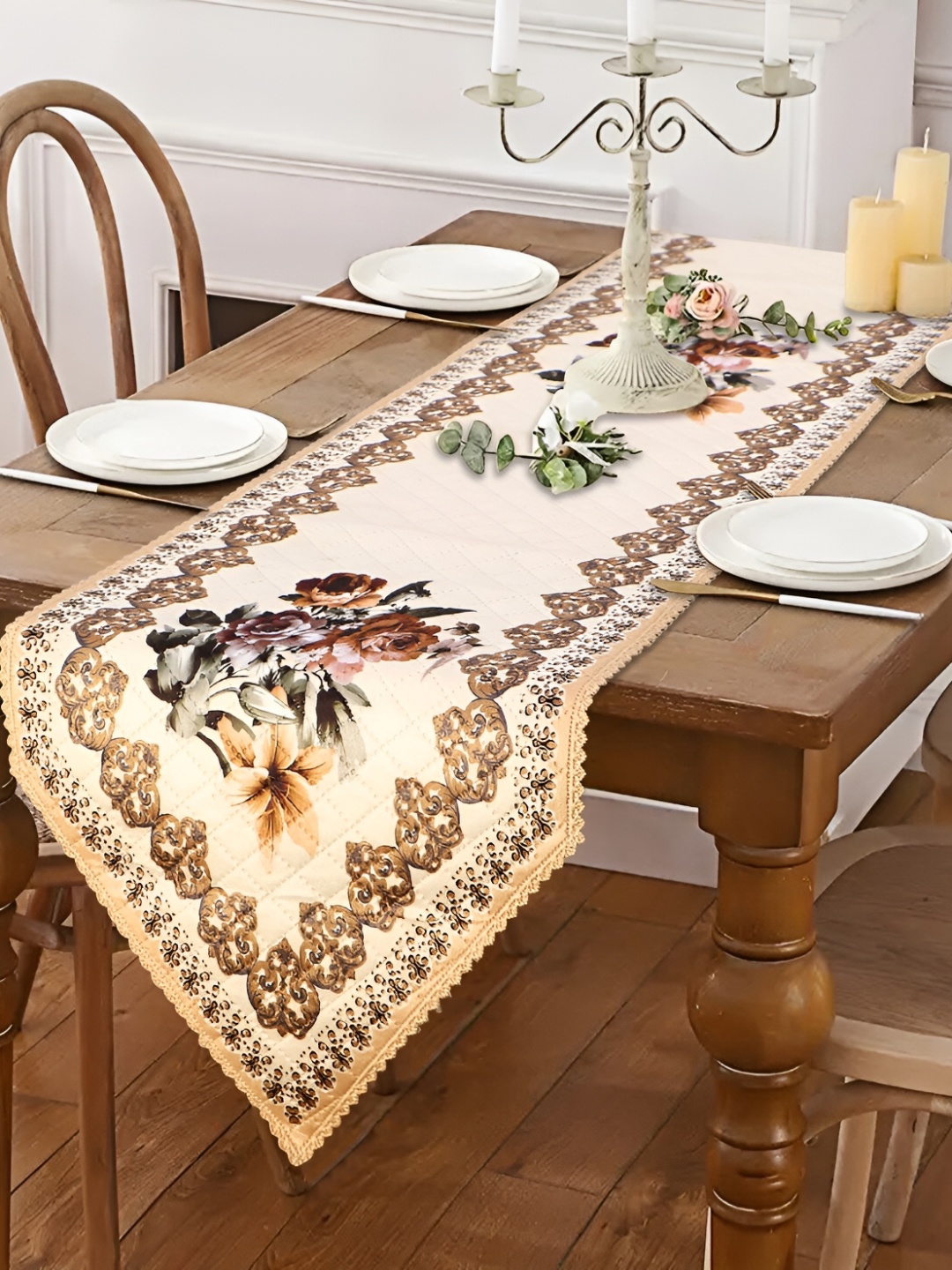 

Dakshya Industries Cream Printed Table Runner