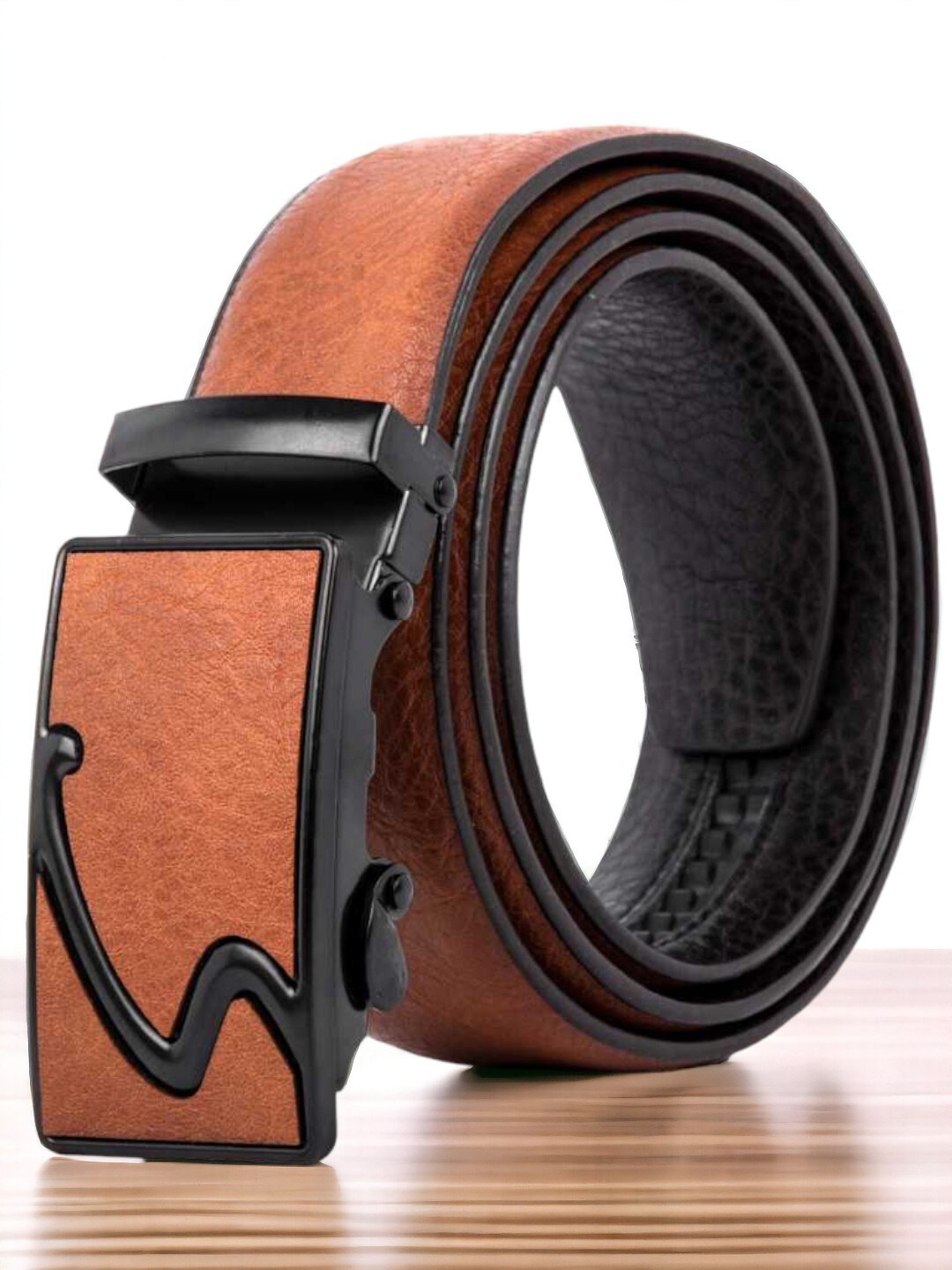 

The Roadster Lifestyle Co. Men Textured Formal Belt, Tan