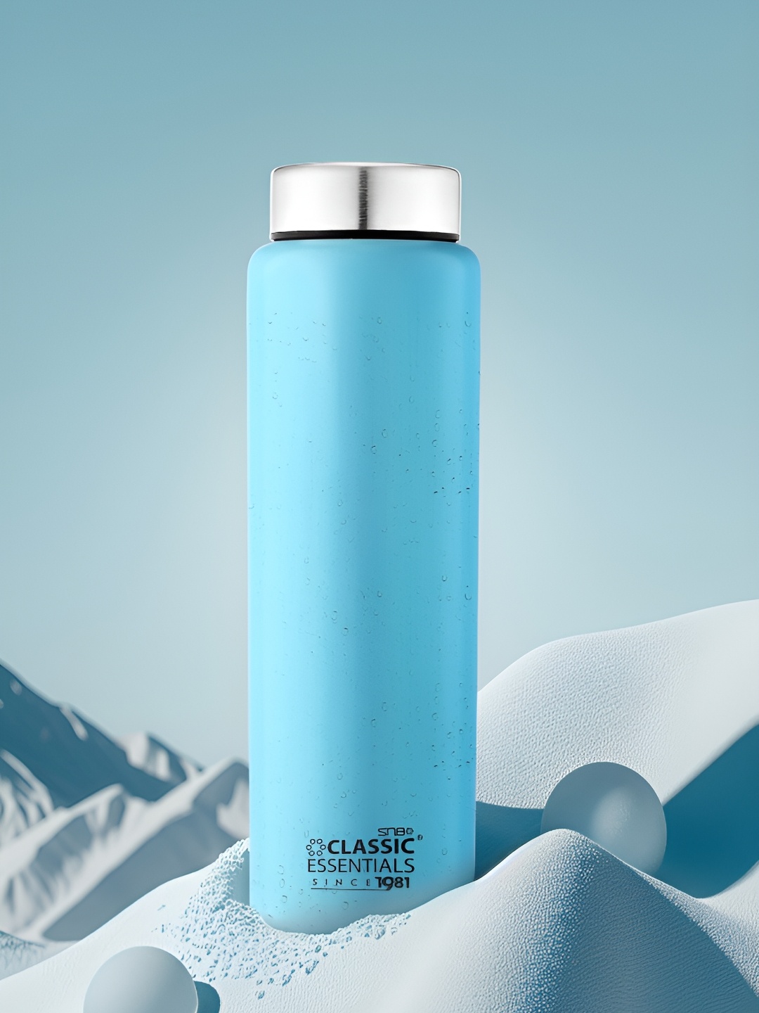 

Classic Essentials Turquoise Blue Brand Logo Stainless Steel Water Bottle 1l