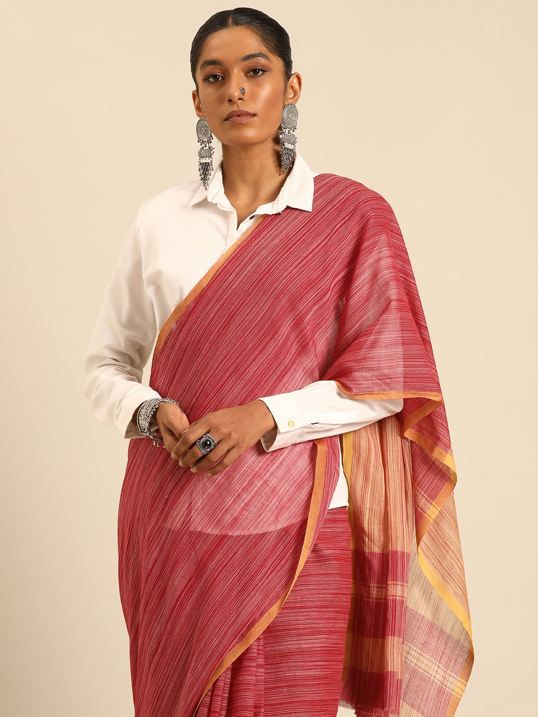 

Taavi Woven Design Pure Cotton Taant Saree, Maroon