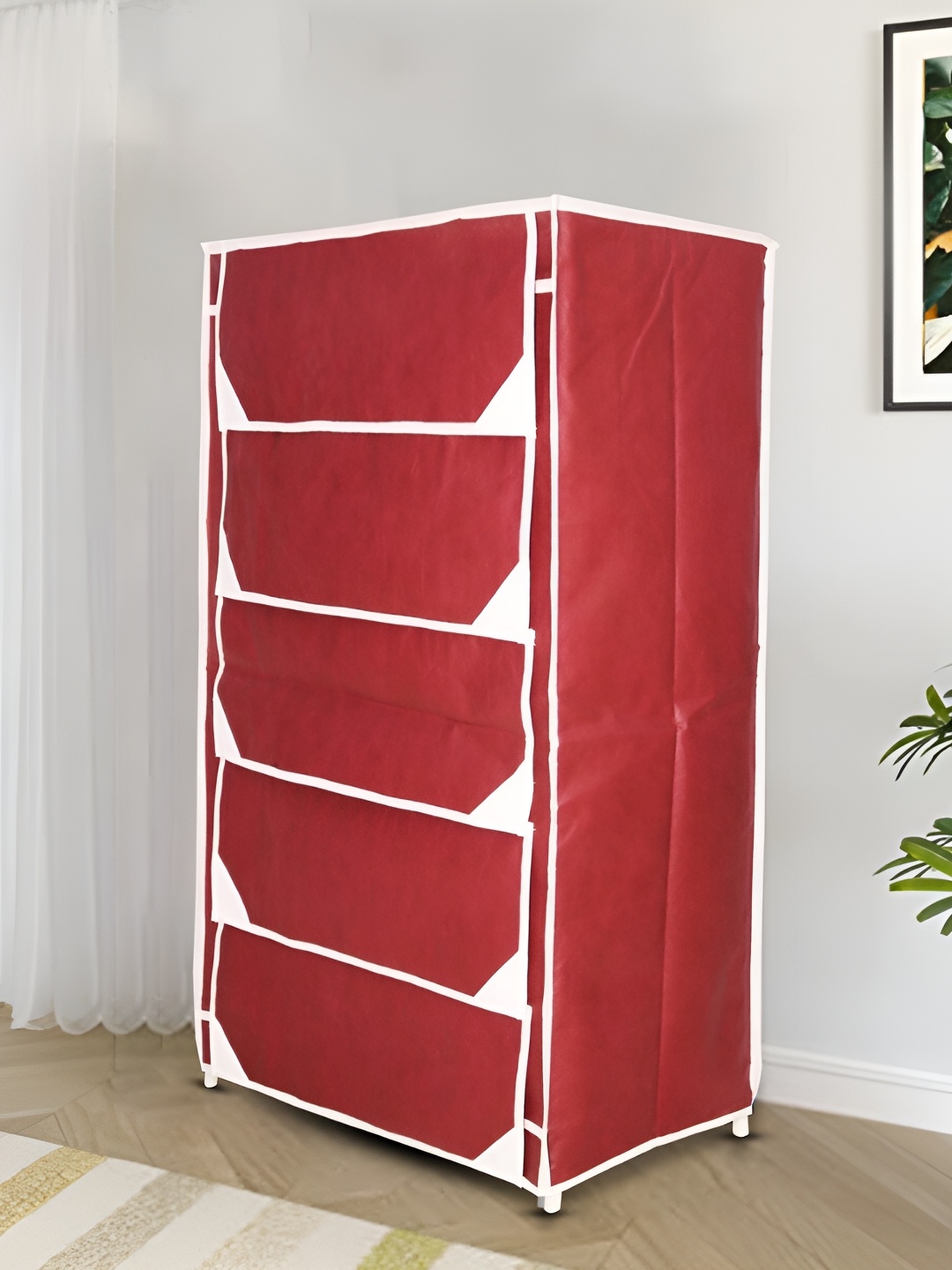 

Pamworld Maroon 5-Tier Rectangle Shoe Rack