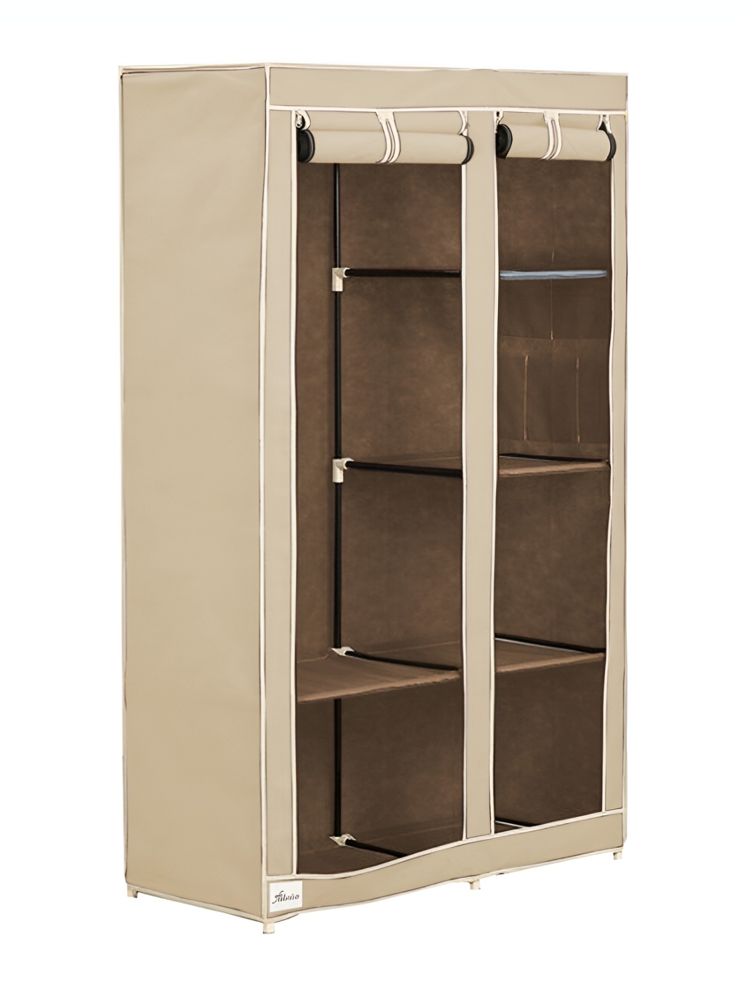 

Pamworld Beige 6-Tier Rectangle Double Door Collapsible With Hanging Compartment Wardrobe