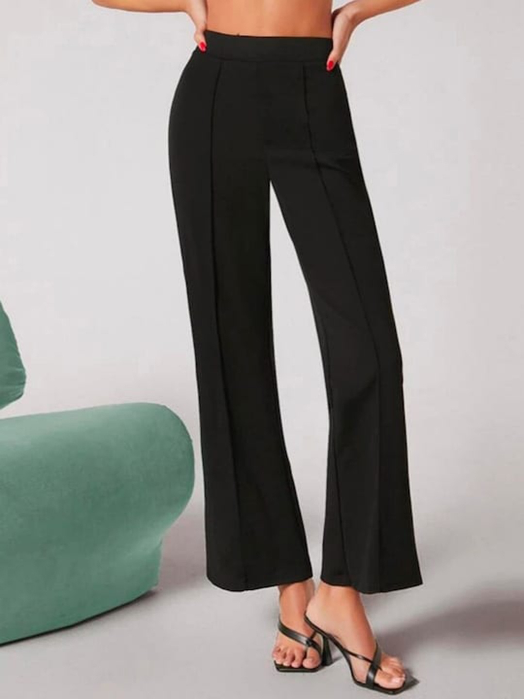 

BAESD Women Relaxed High-Rise Trousers, Black