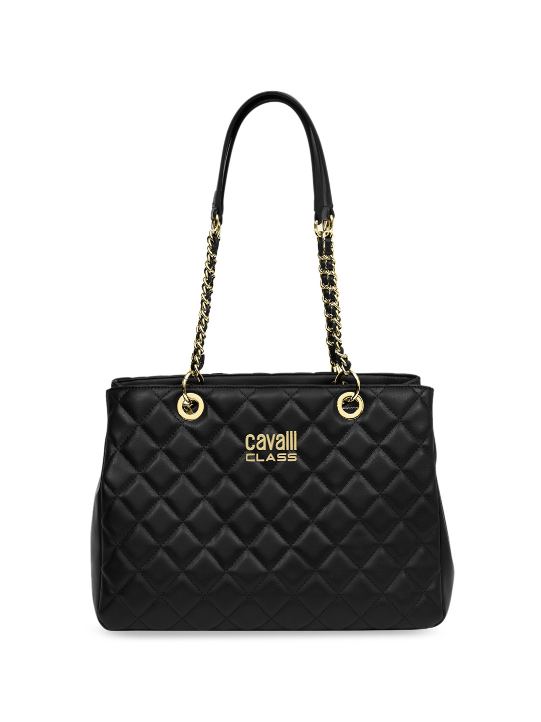 

Cavalli Class Structured Shoulder Bag With Quilted Details, Black
