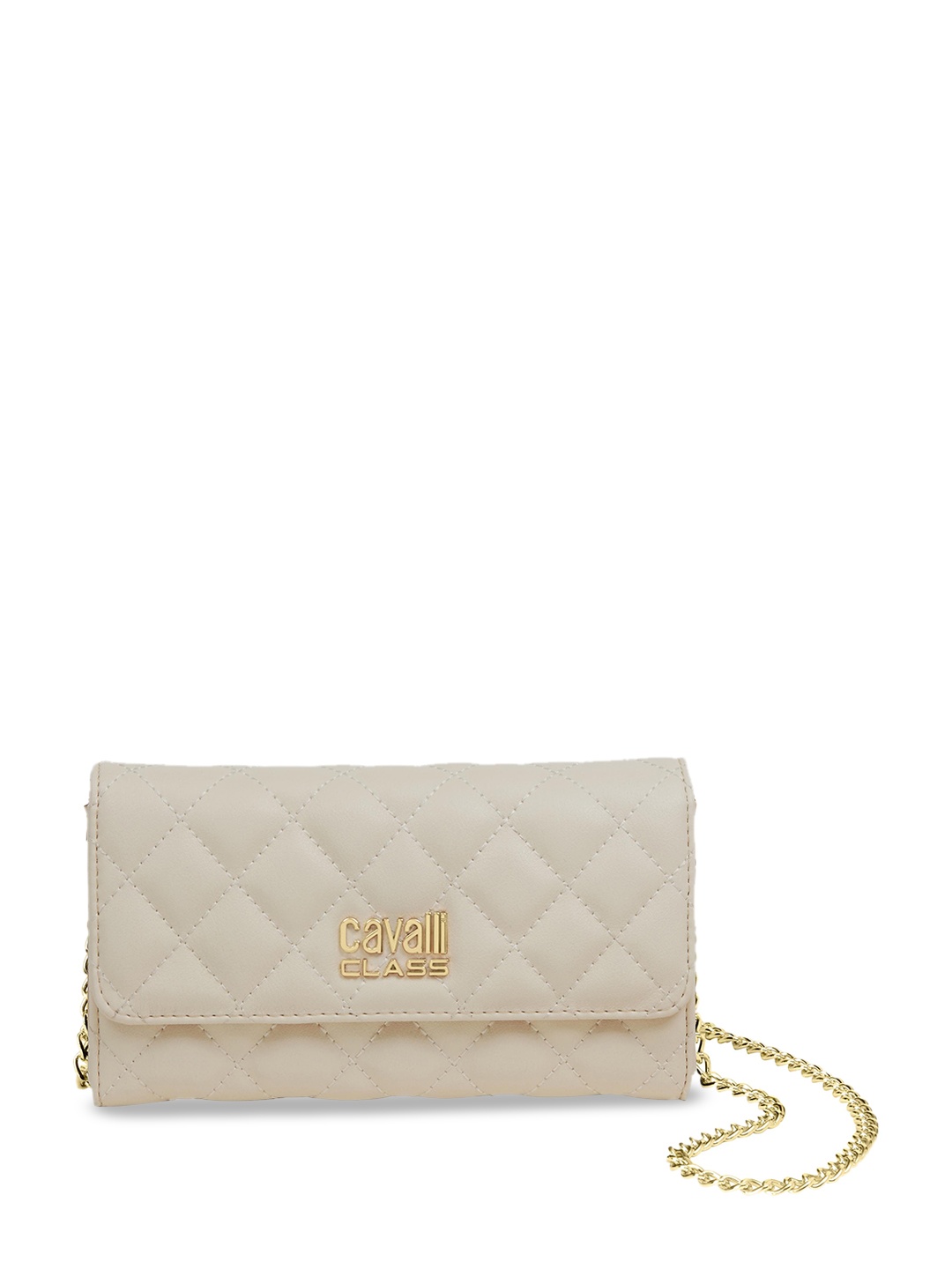 

Cavalli Class Textured Quilted Structured Sling Bag, White