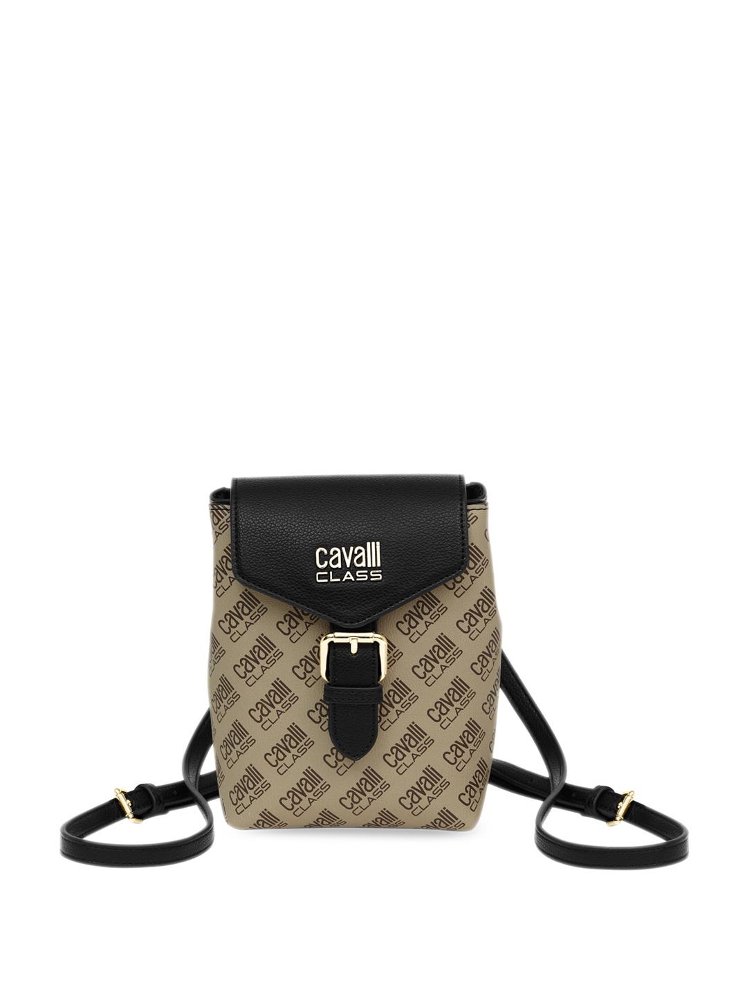 

Cavalli Class Greta Typography Printed Miniature Sling Bag, Beige