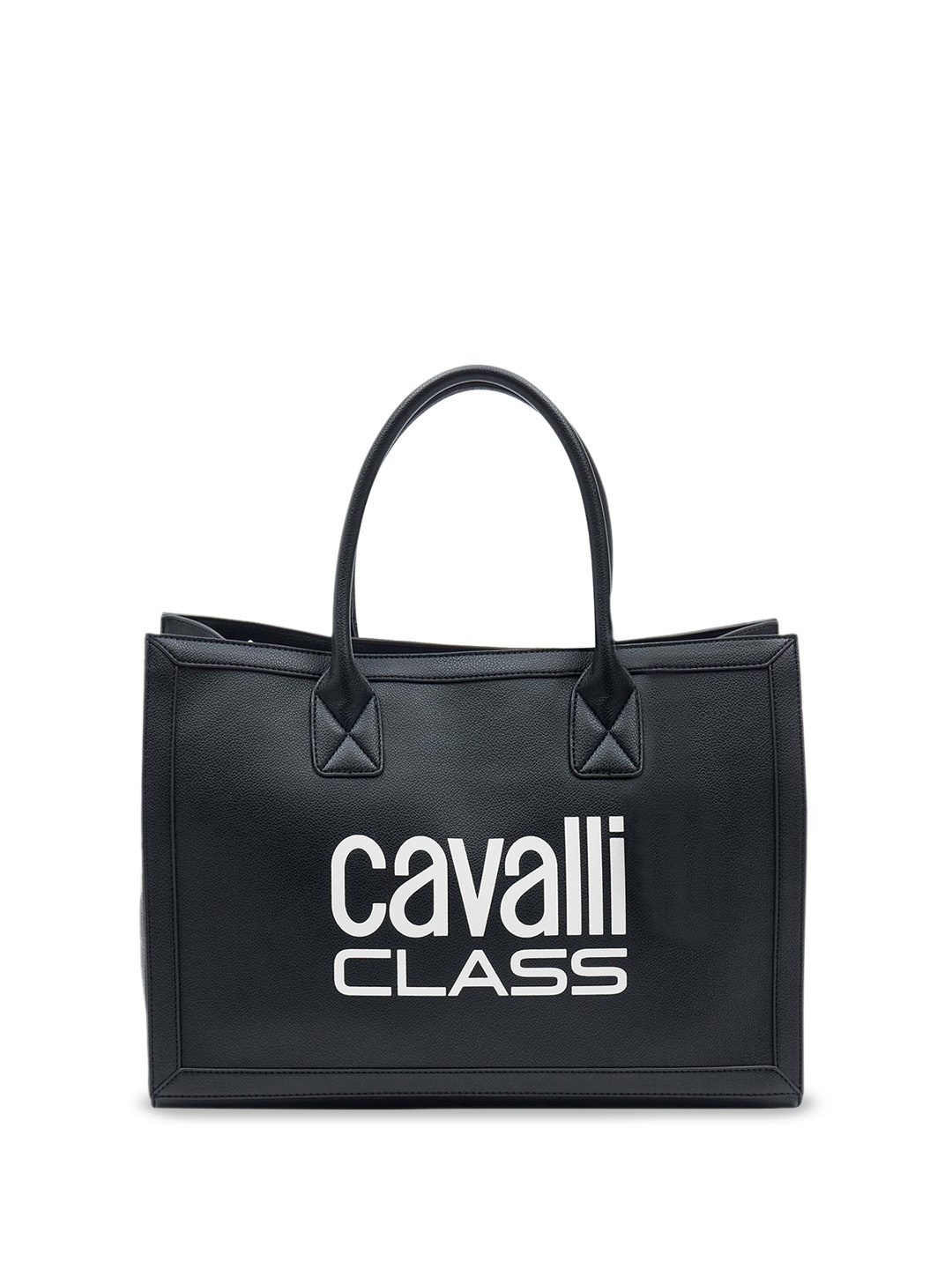

Cavalli Class Modena Typography Printed Oversized Handheld Bag, Black