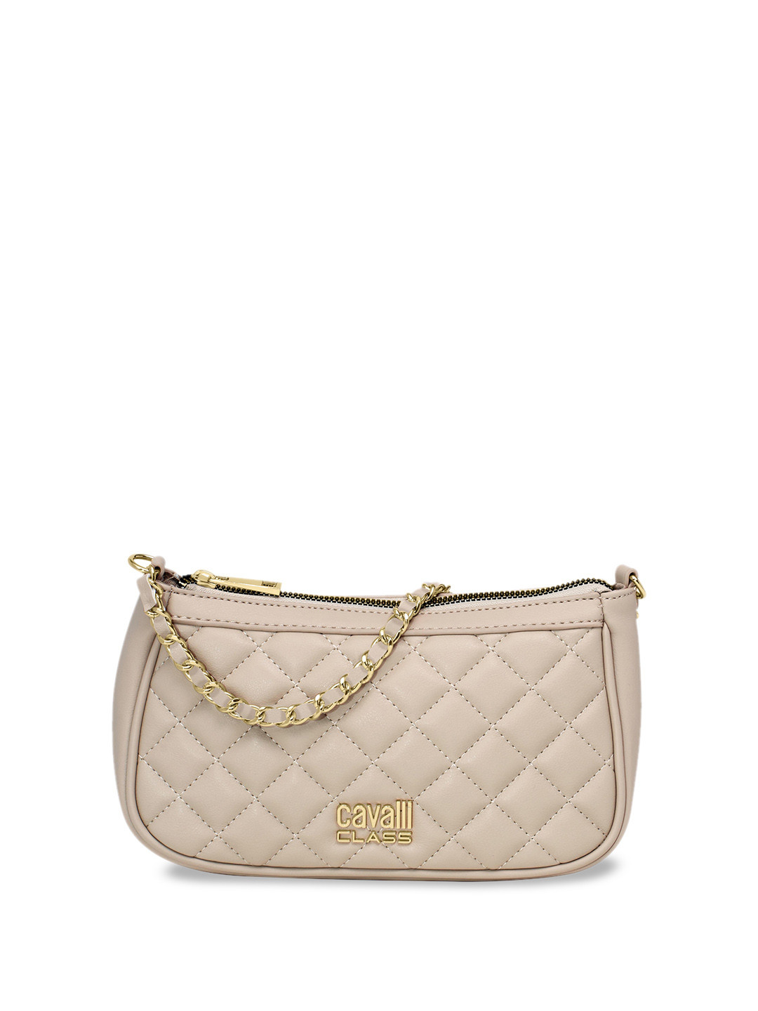 

Cavalli Class Textured Quilted Structured Sling Bag, Beige