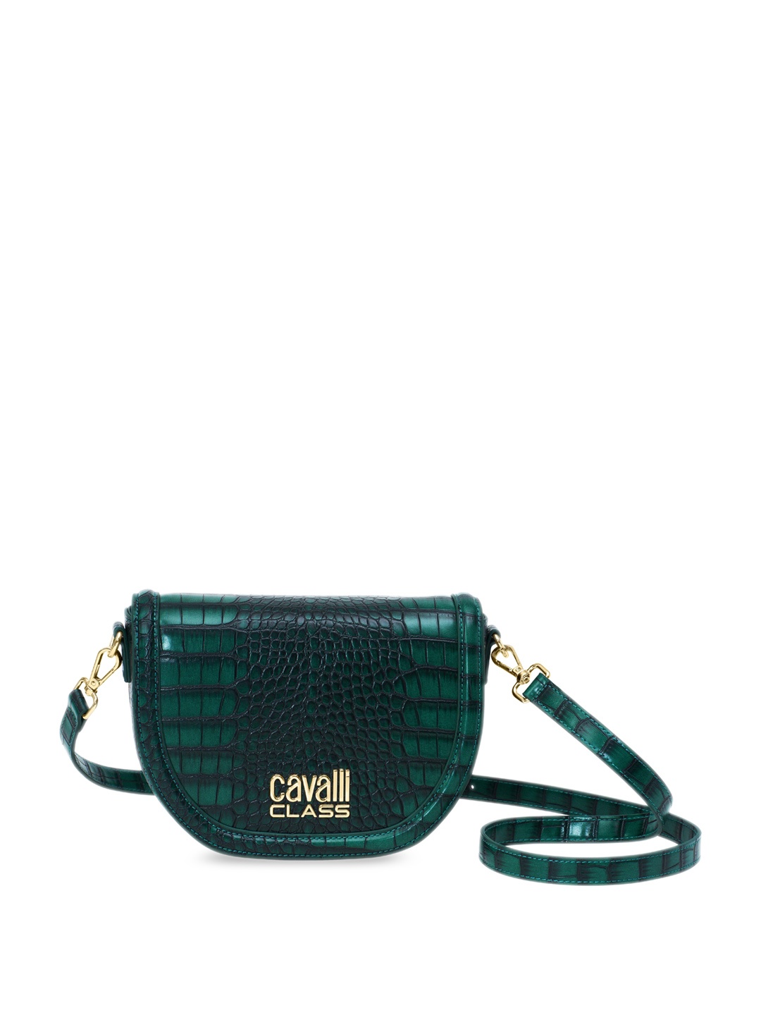 

Cavalli Class Textured Half Moon Sling Bag, Green