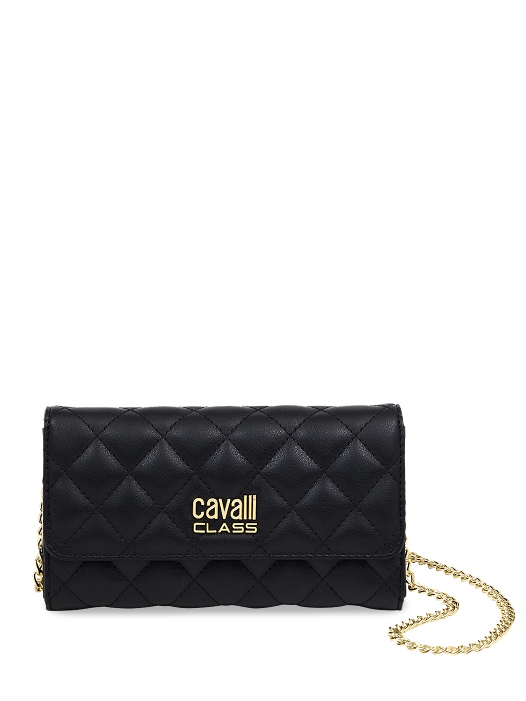 

Cavalli Class Textured Structured Sling Bag with Quilted, Black