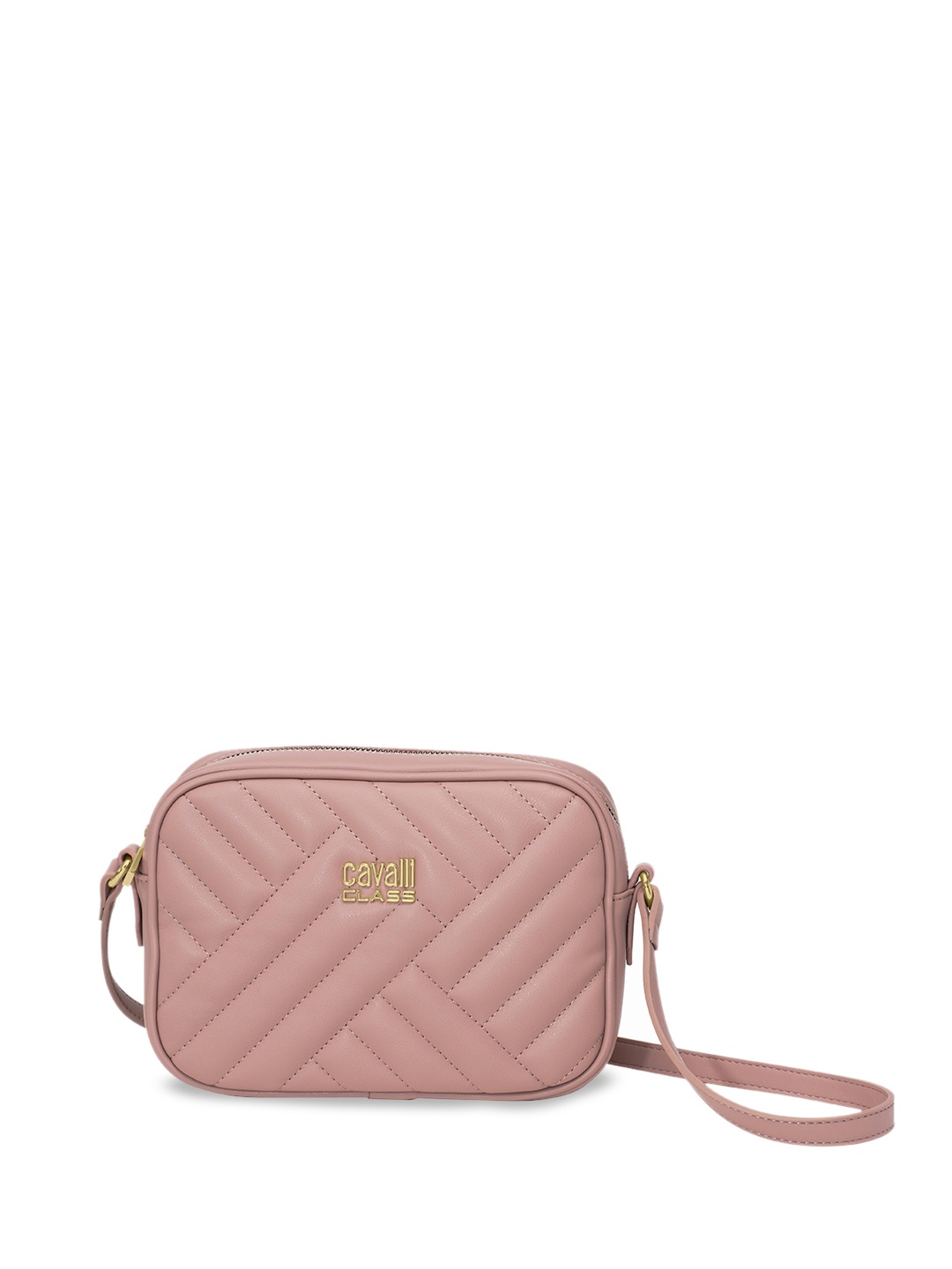 

Cavalli Class Textured Structured Sling Bag with Quilted, Pink
